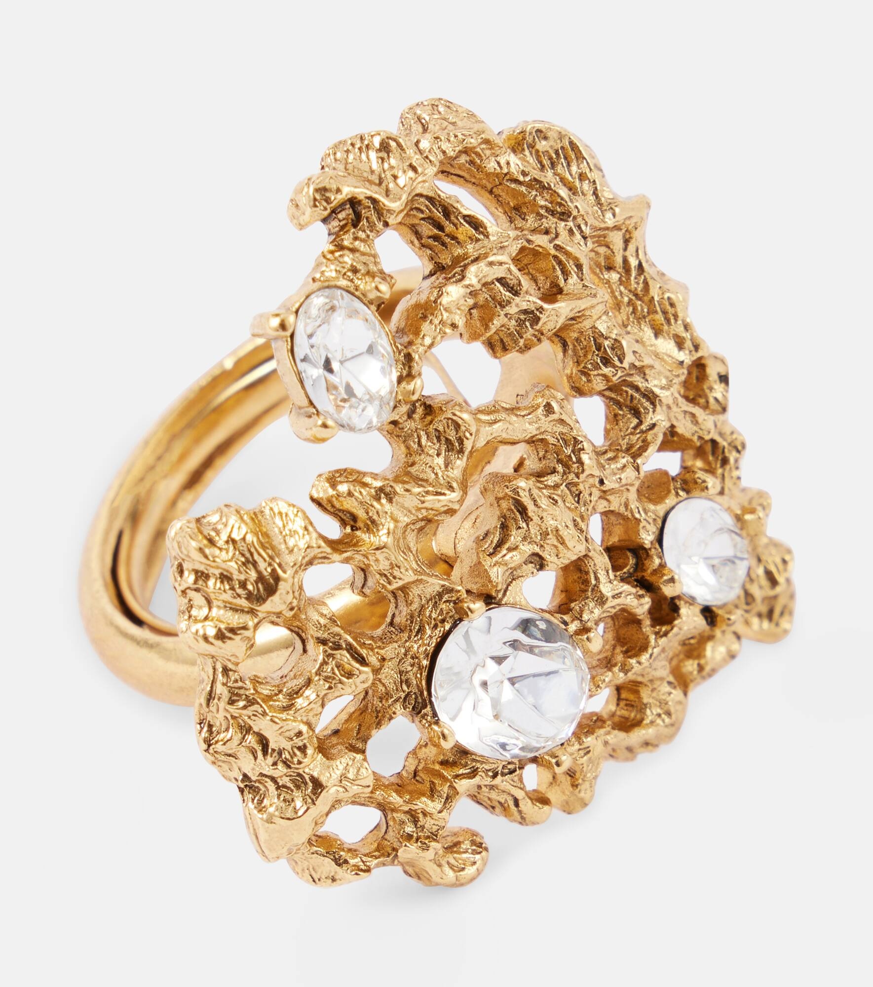 Coral Heart embellished ring - 4
