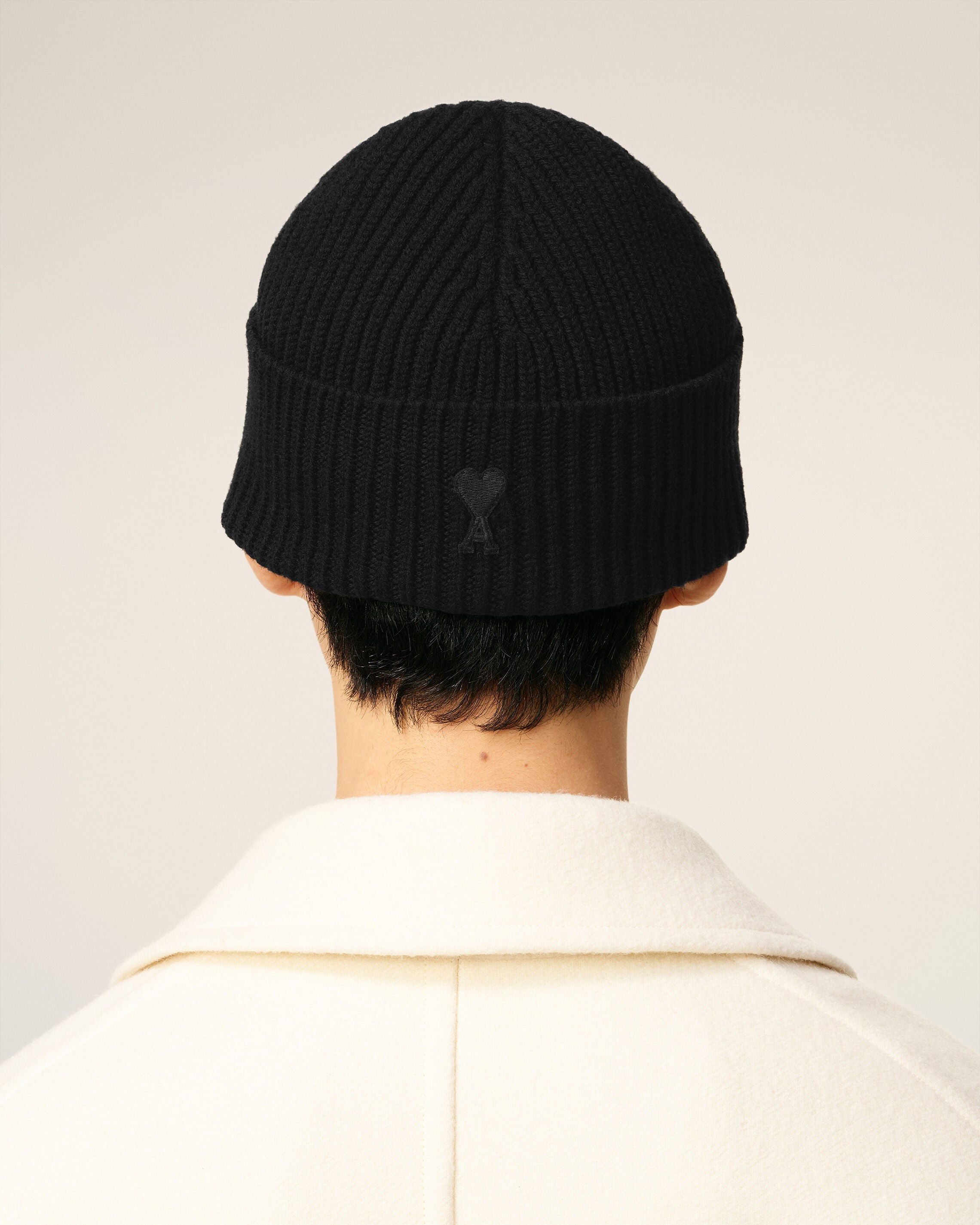 BLACK WOOL AMI DE COEUR BEANIE - 6