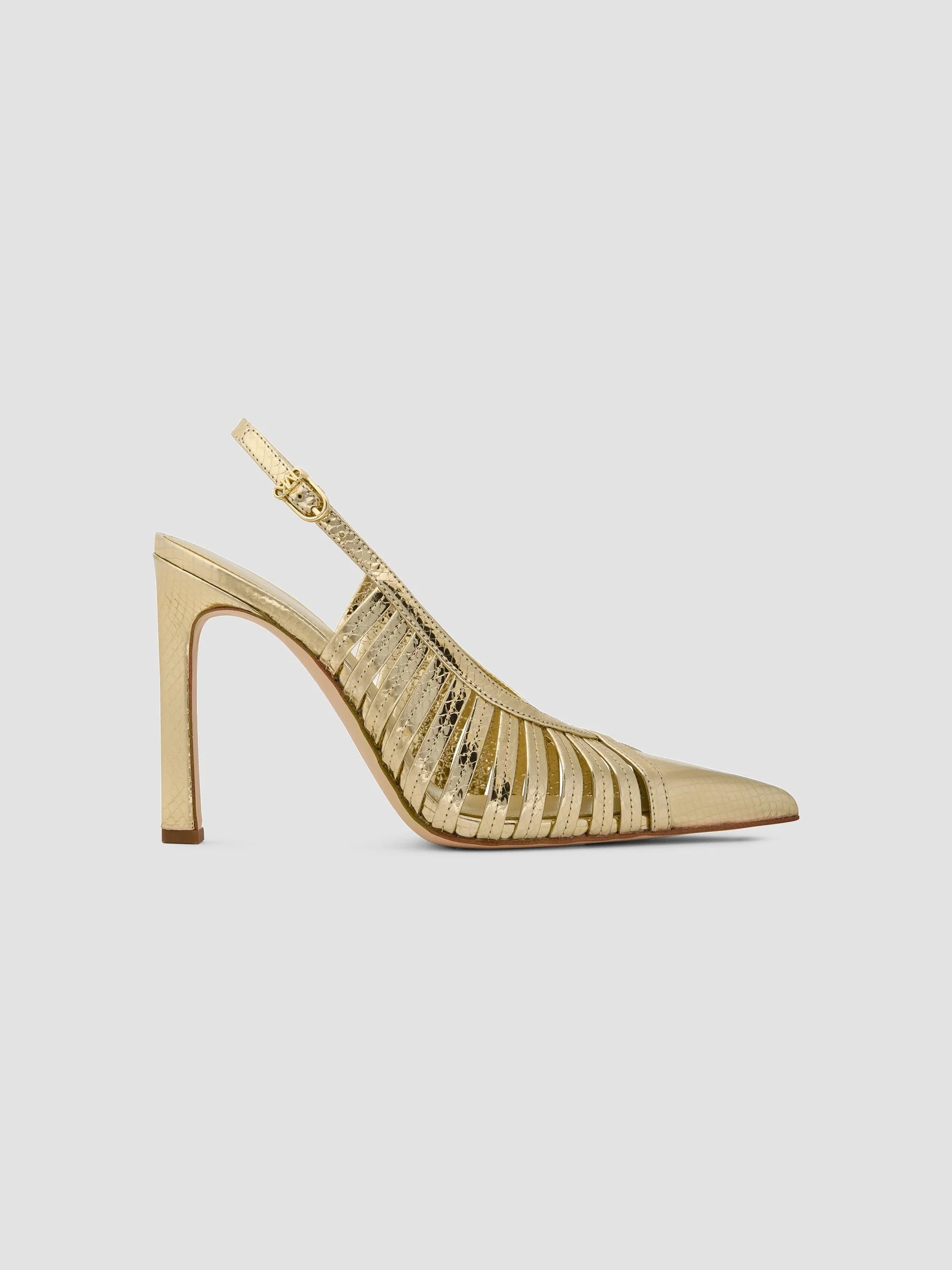 Women's Adriana 100MM Leather Slingback Pumps - Pale Gold - 1