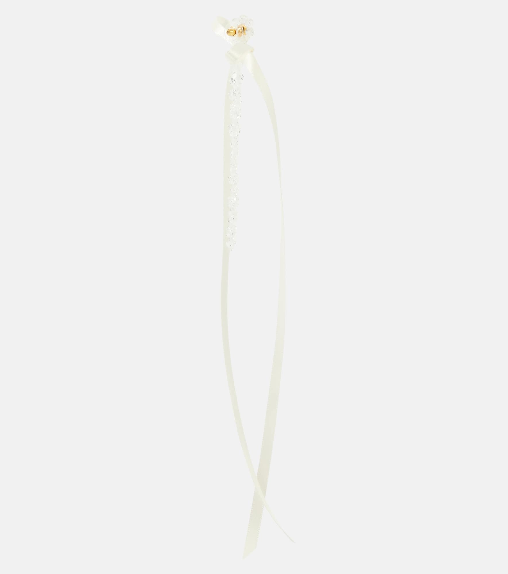 Drip bow-embellished crystal drop earrings - 4