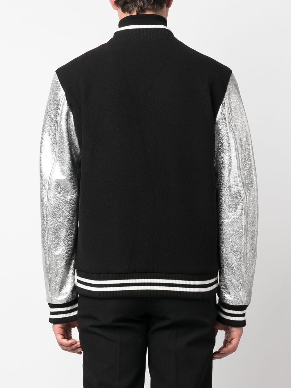 metallic effect-sleeves bomber jacket - 4
