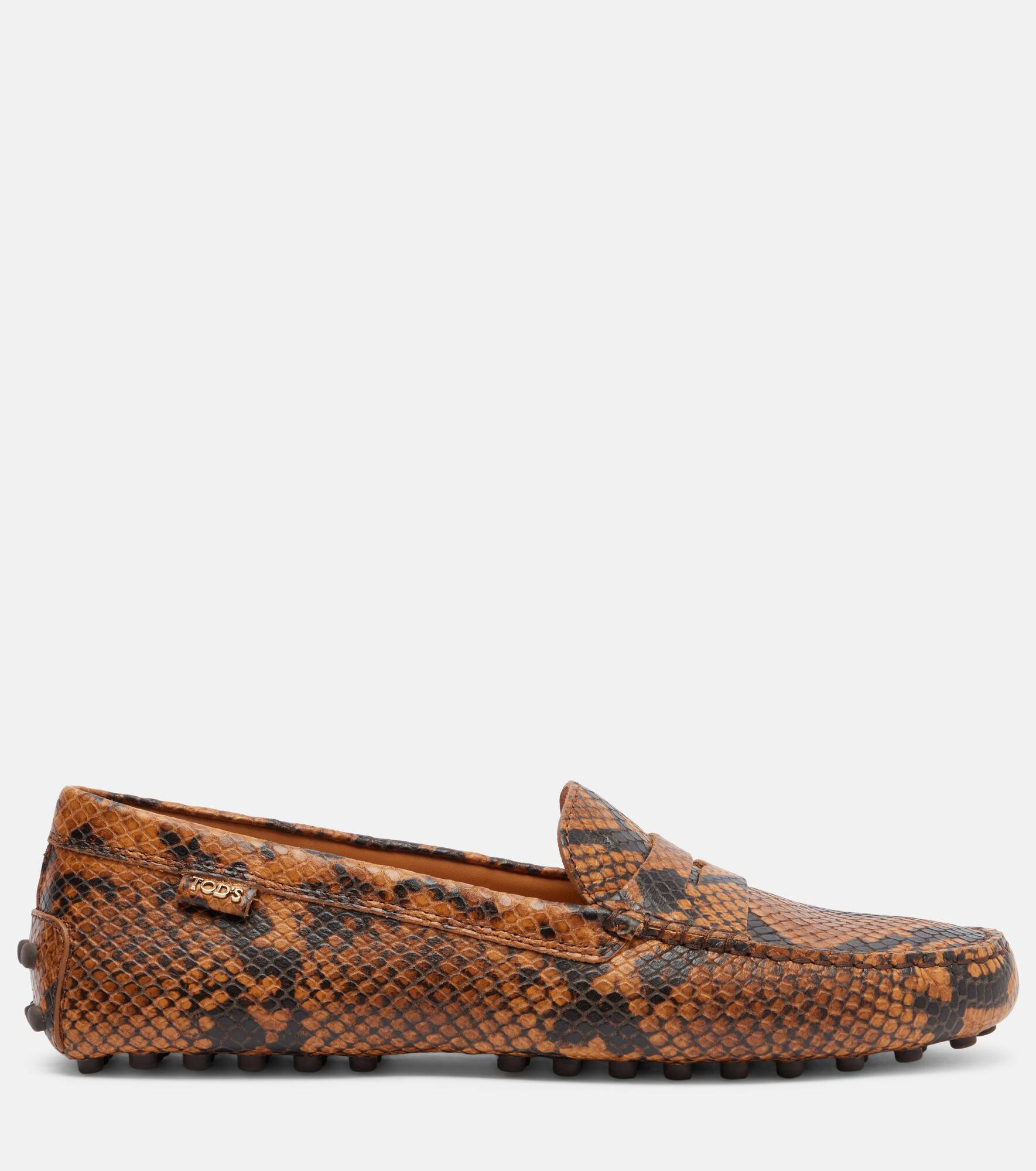 Gommino snake-effect leather driving shoes - 4