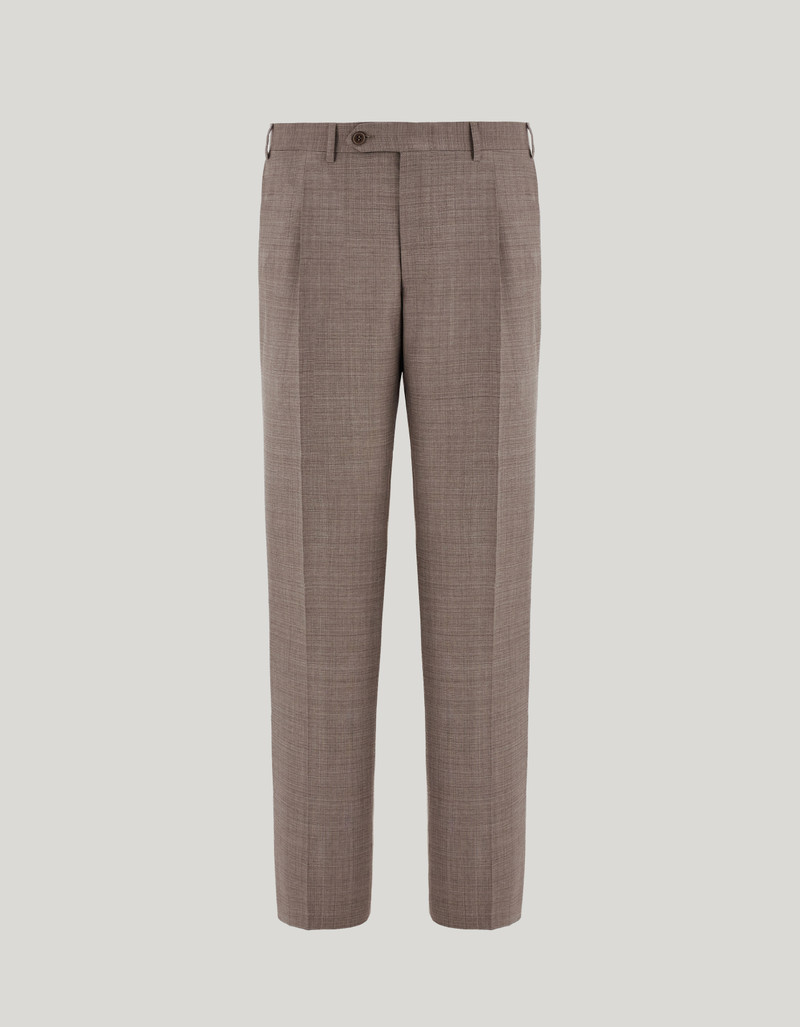 WALNUT DENIM-EFFECT WOOL REGULAR-FIT PANTS 1