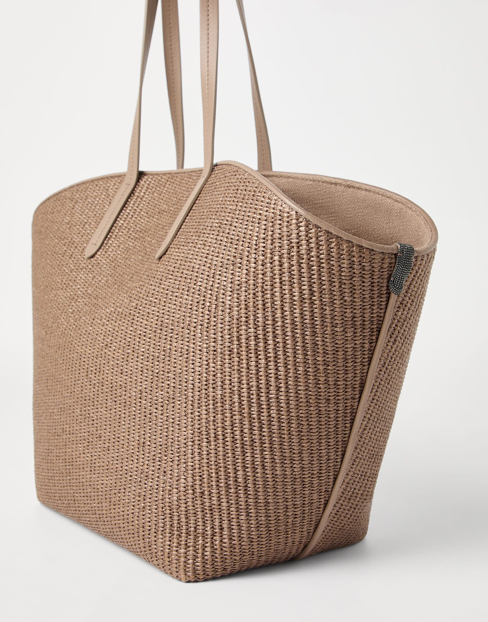 Pannier shopper in techno cotton raffia with monili - 3
