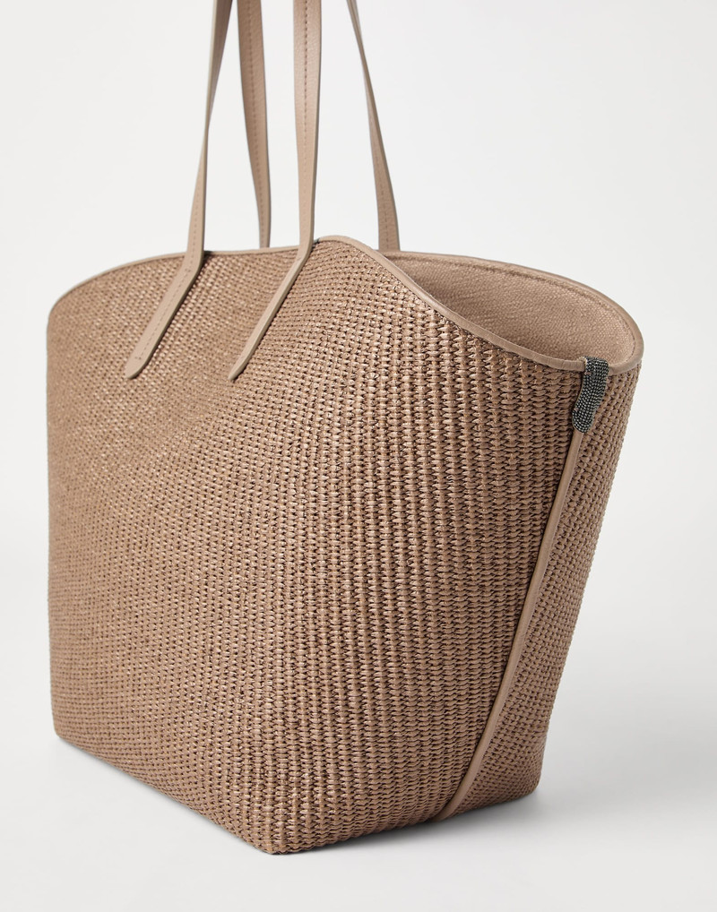 Pannier shopper in techno cotton raffia with monili 3