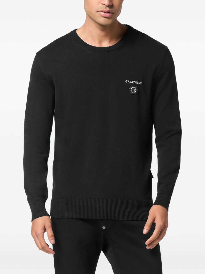 PHILIPP PLEIN logo-plaque round-neck sweater outlook