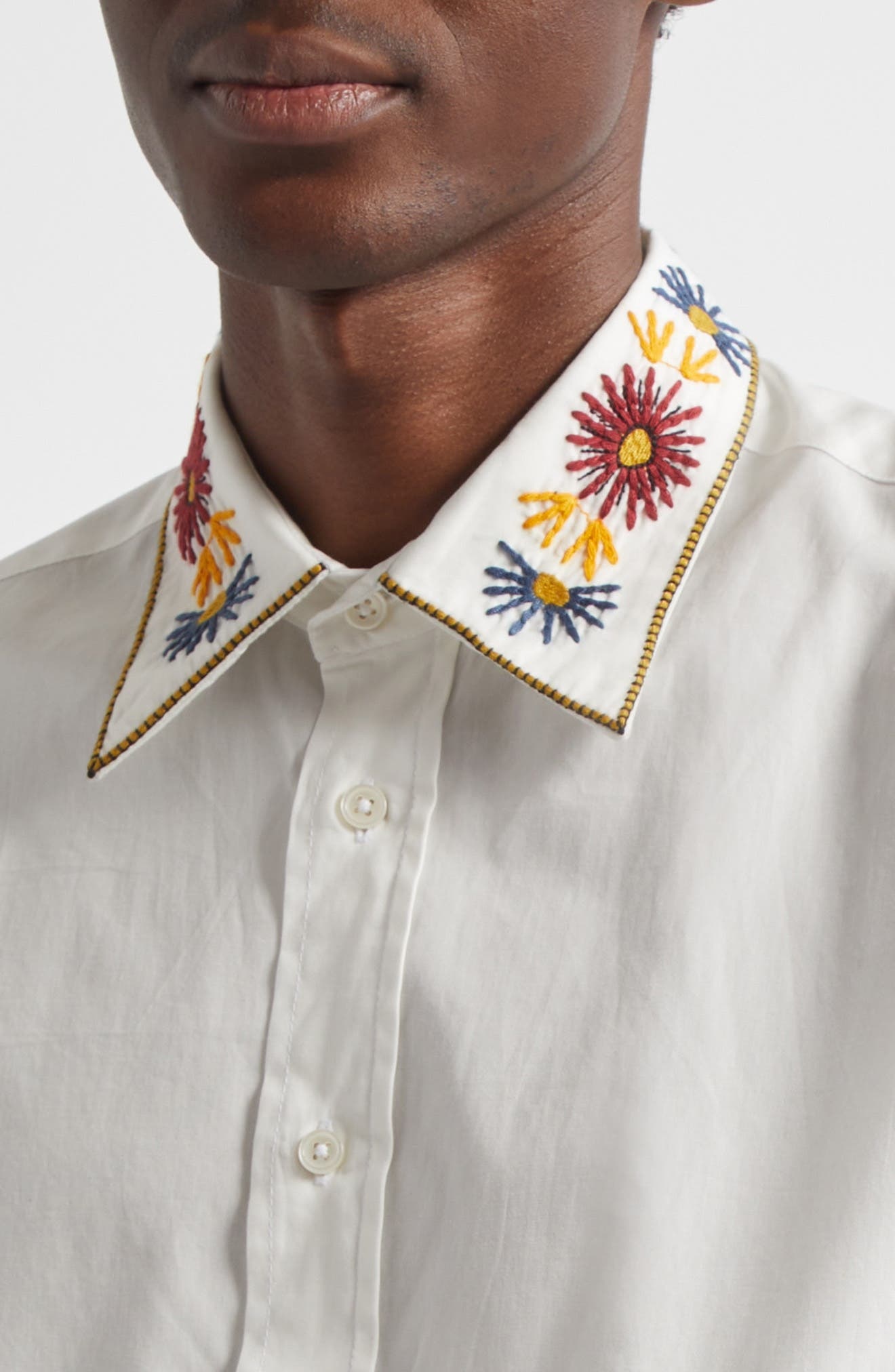 Bode Candyfloss Cotton Button-Up Shirt in White Multi at Nordstrom - 4
