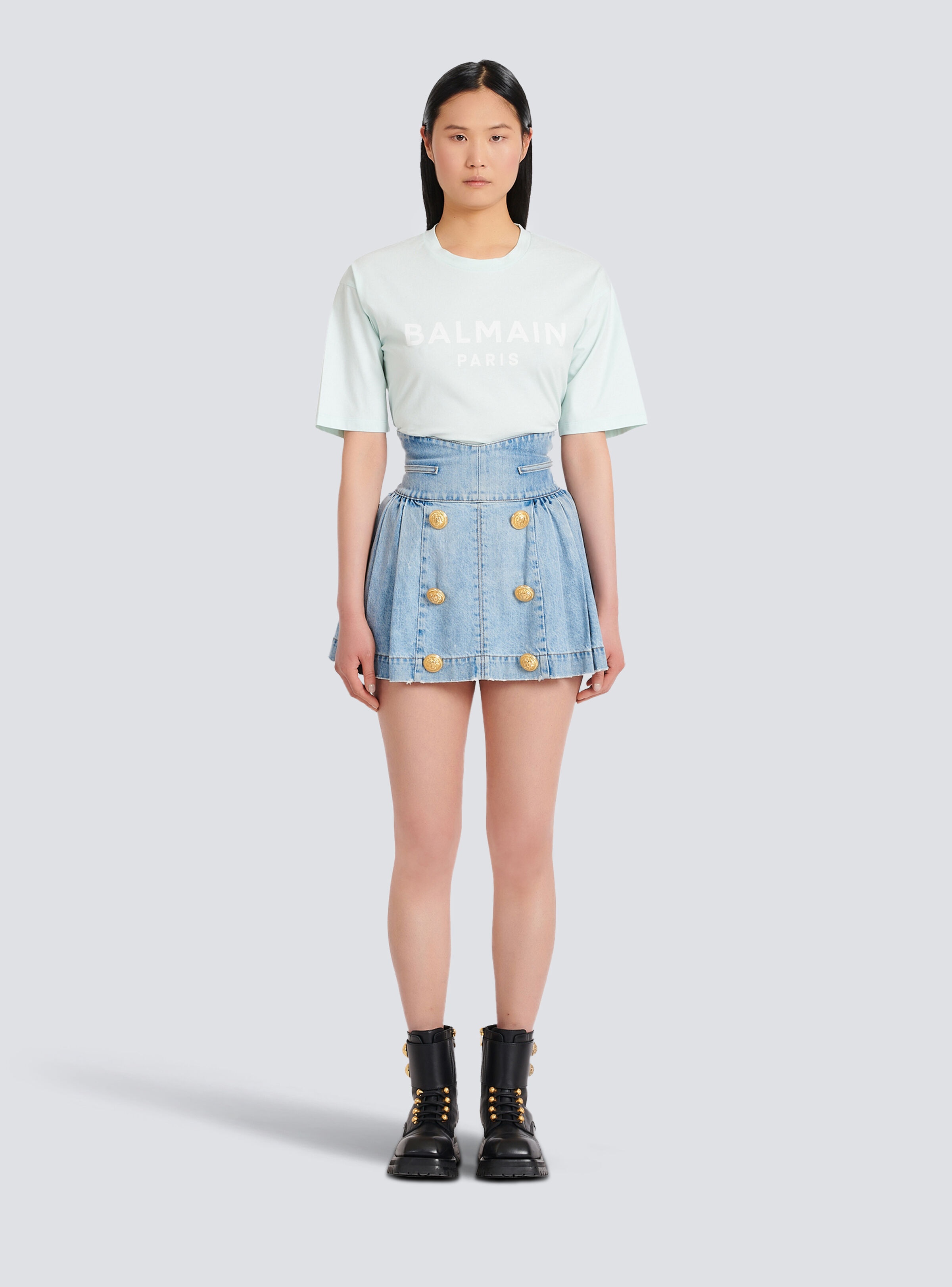 Denim high-waisted skirt - 3