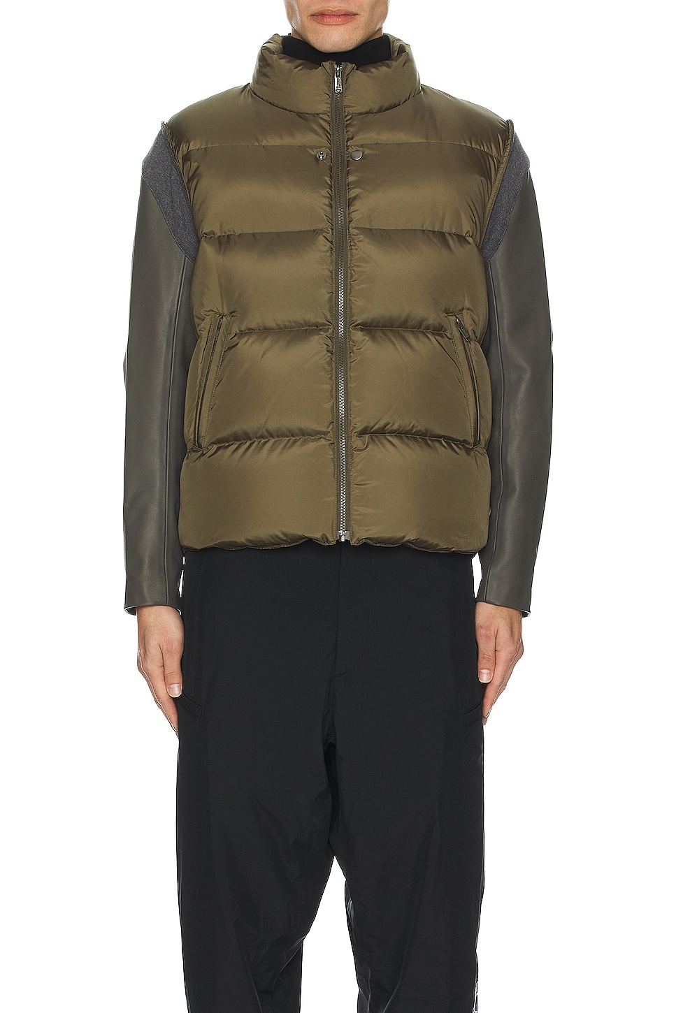 Leather Sleeve Puffer Blouson - 4