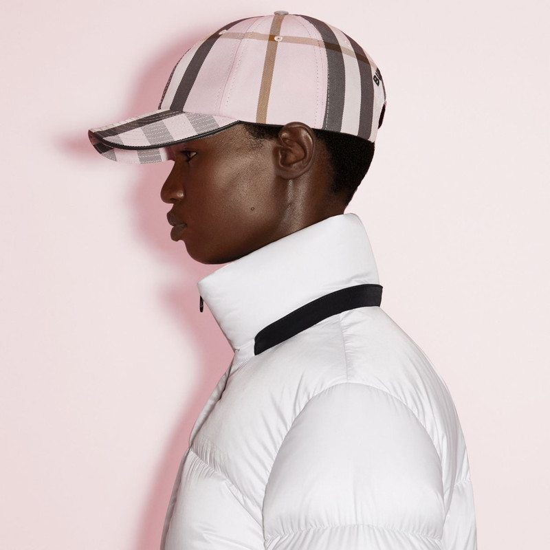 Logo Detail Check Cotton Baseball Cap 8