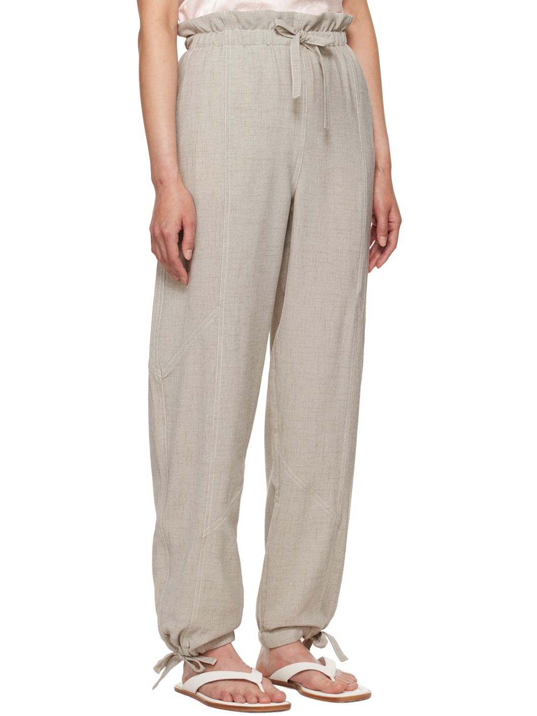 Beige Elasticated Waist Trousers - 2
