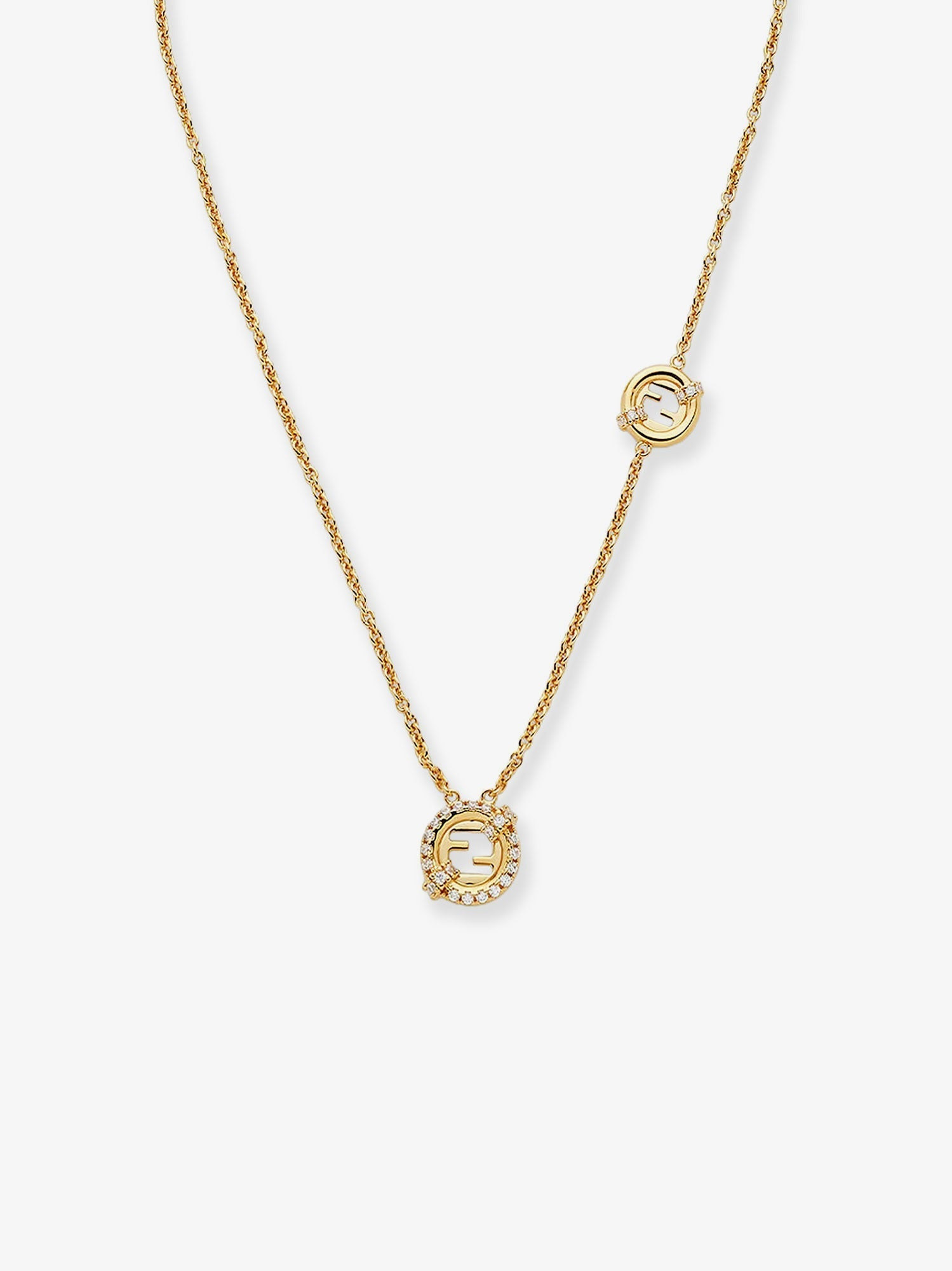 Fendi Women Everround Metal Necklace With Rhinestones - 2