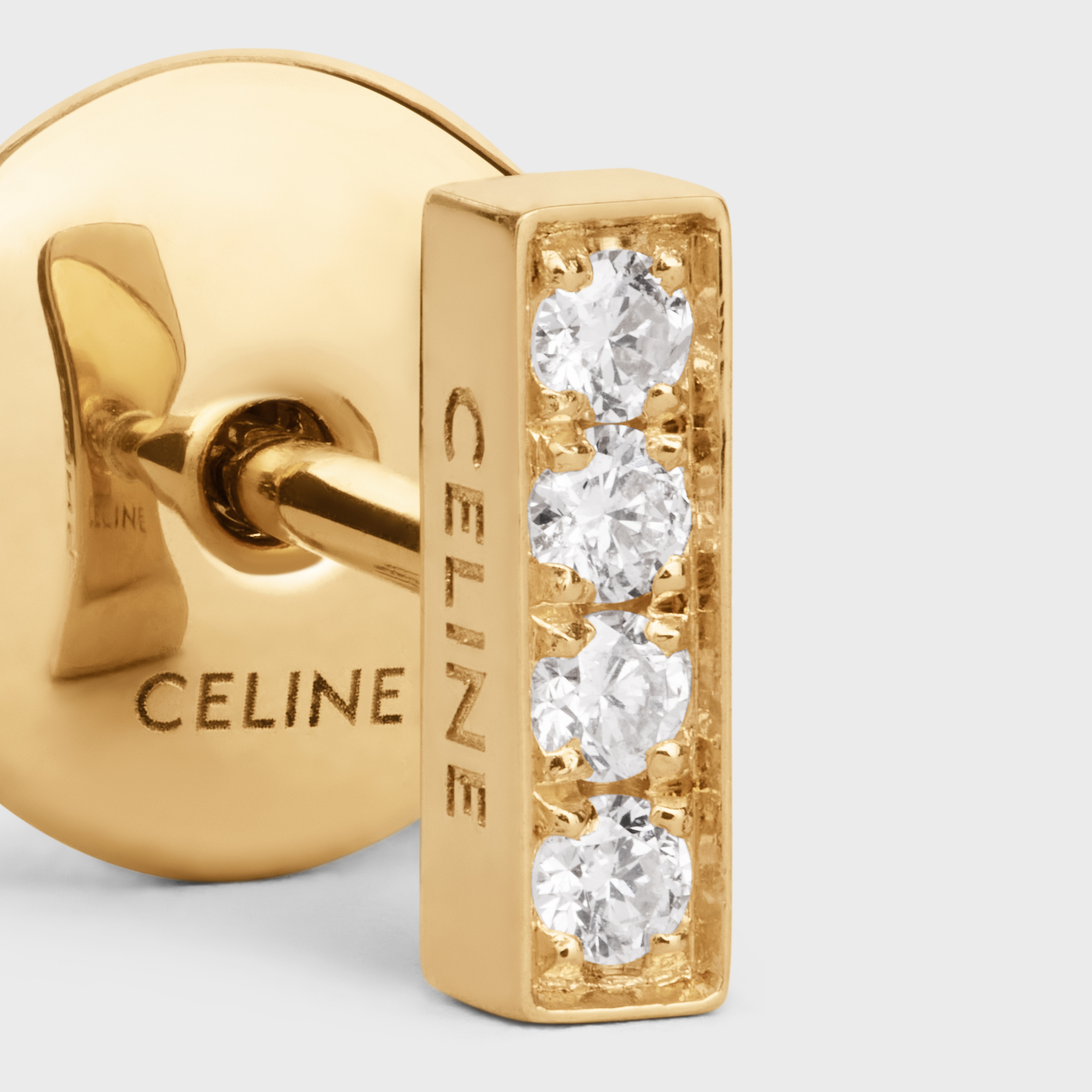 Celine Line Stud in Yellow Gold and Diamonds - 3