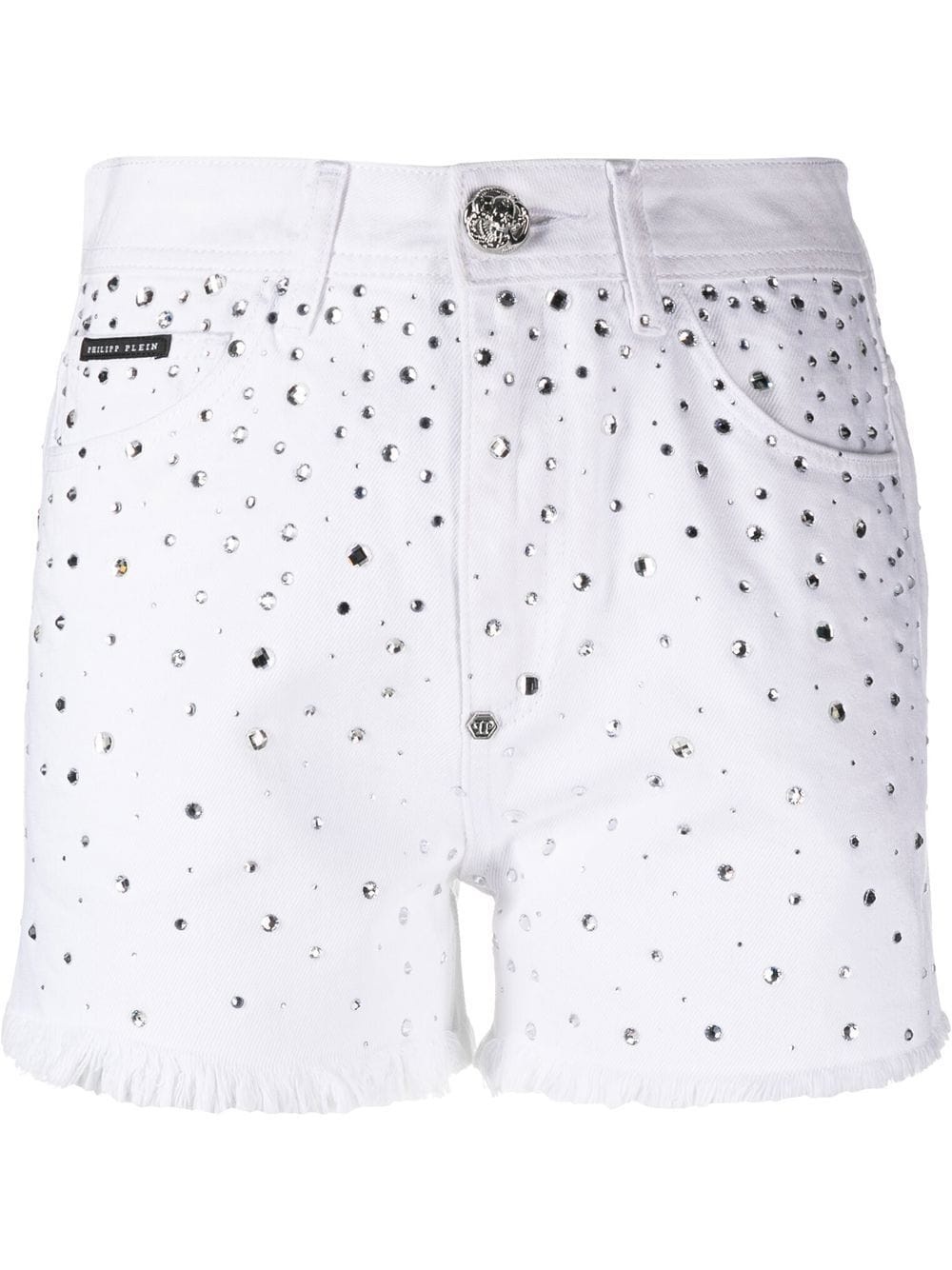 logo-patch crystal-embellished shorts - 1