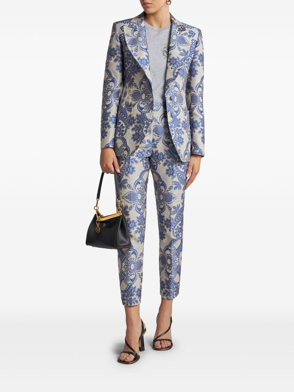 paisley-jacquard cigarette trousers - 2