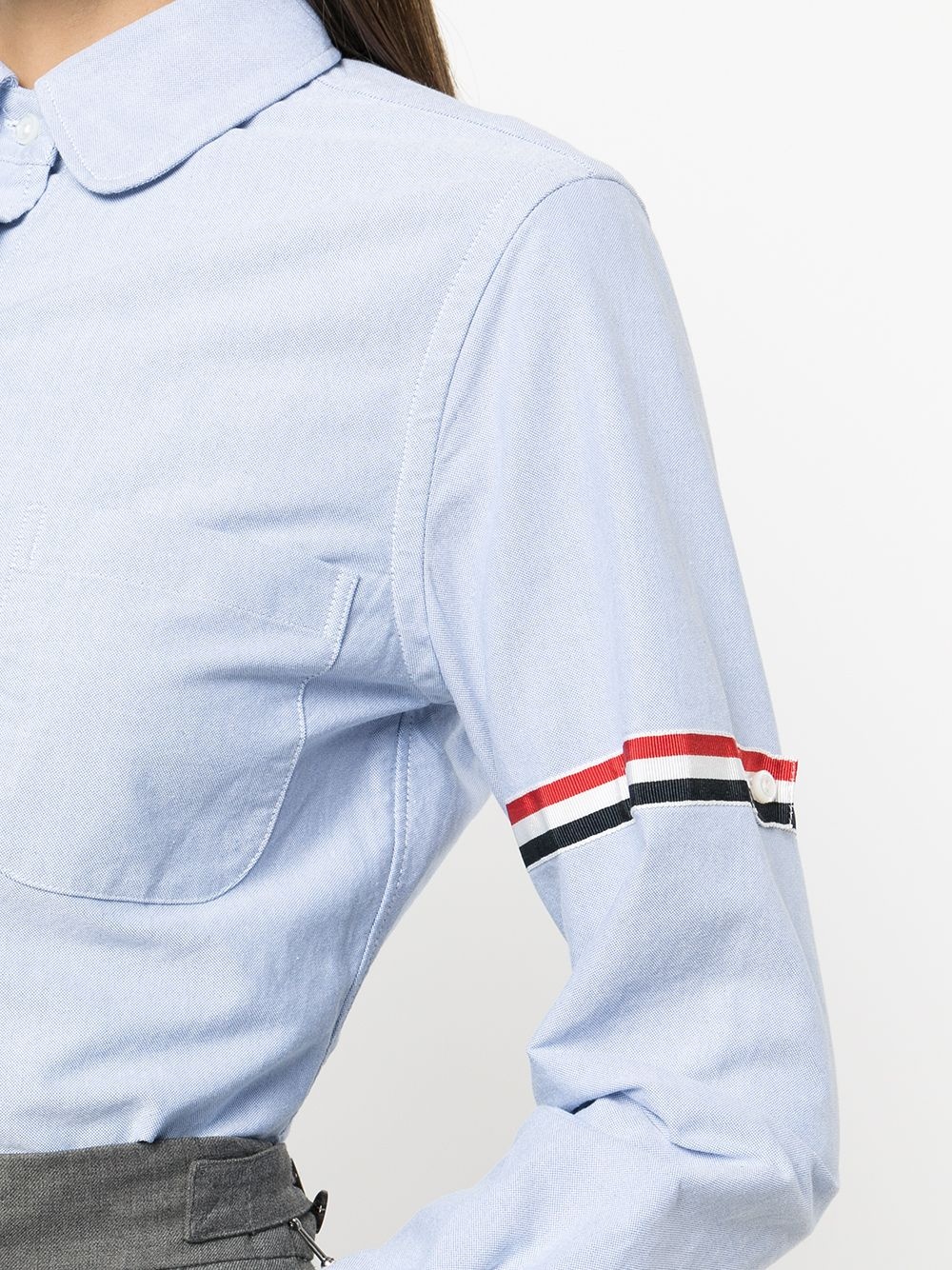 ribbon-trim long-sleeve shirt - 5