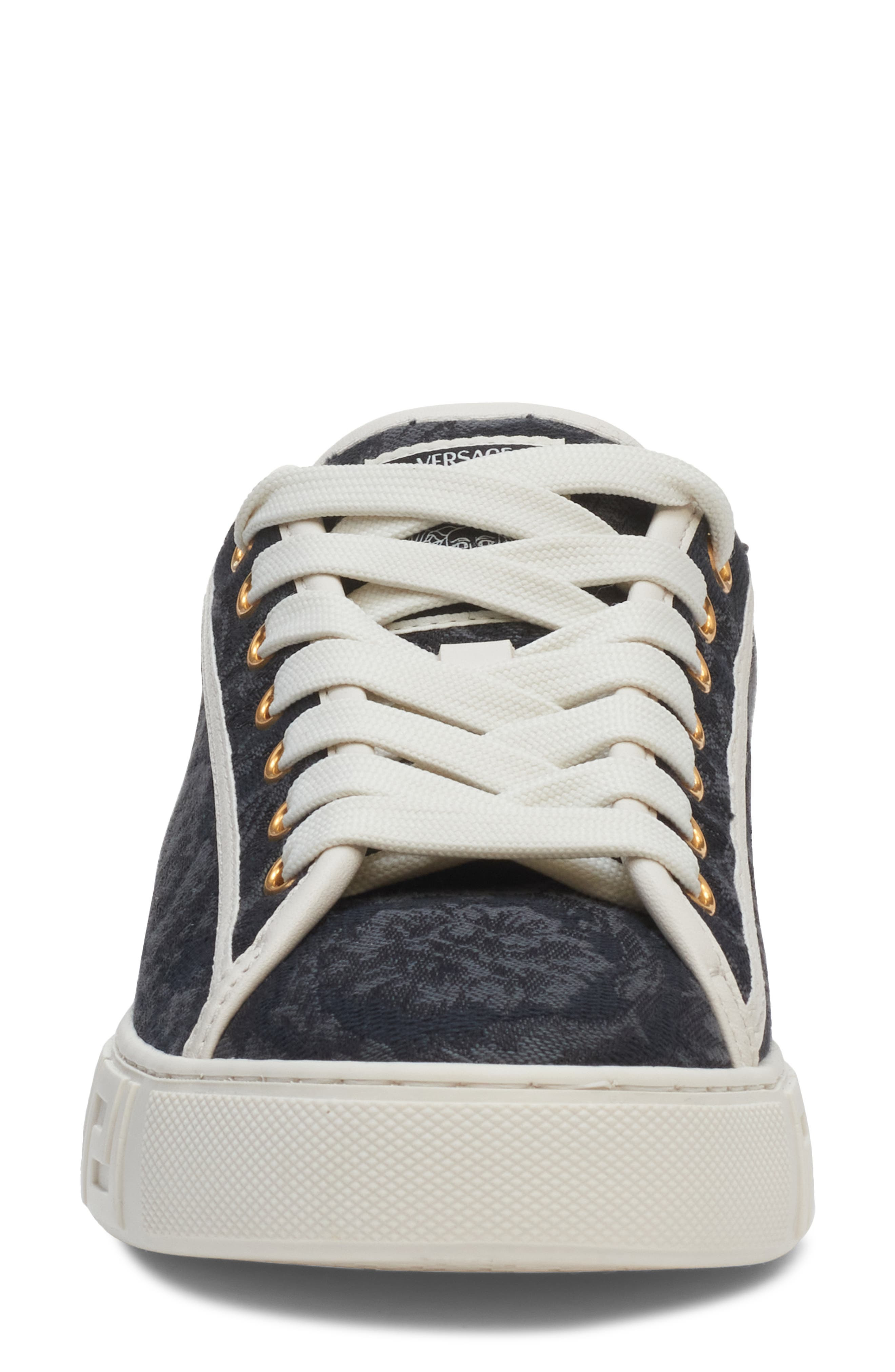 Versace Barroco Greca Jacquard Low Top Sneaker in Black/Off White at Nordstrom - 4