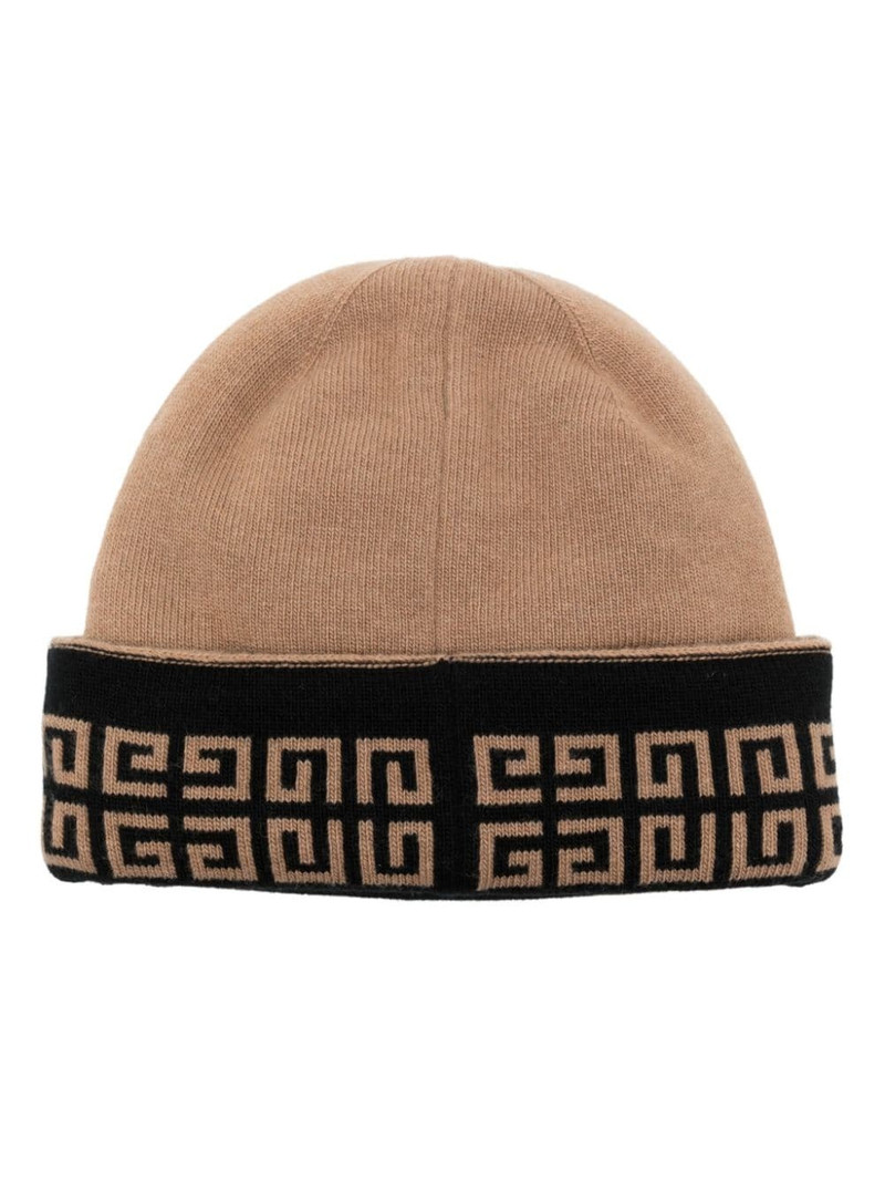 4G logo-intarsia two-tone beanie 1