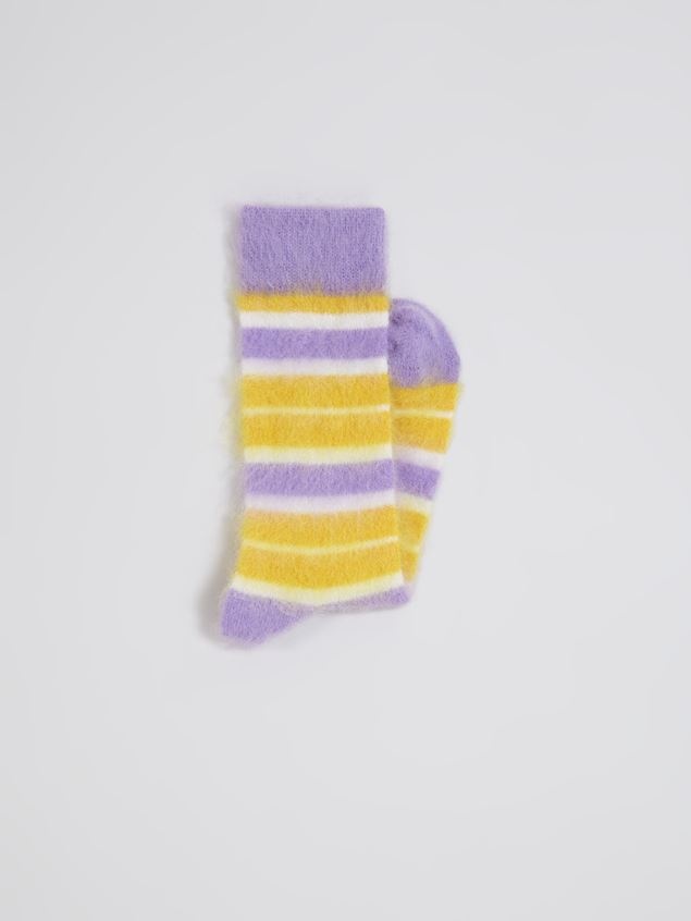 YELLOW AND PURPLE STRIPED MOHAIR SOCK - 2