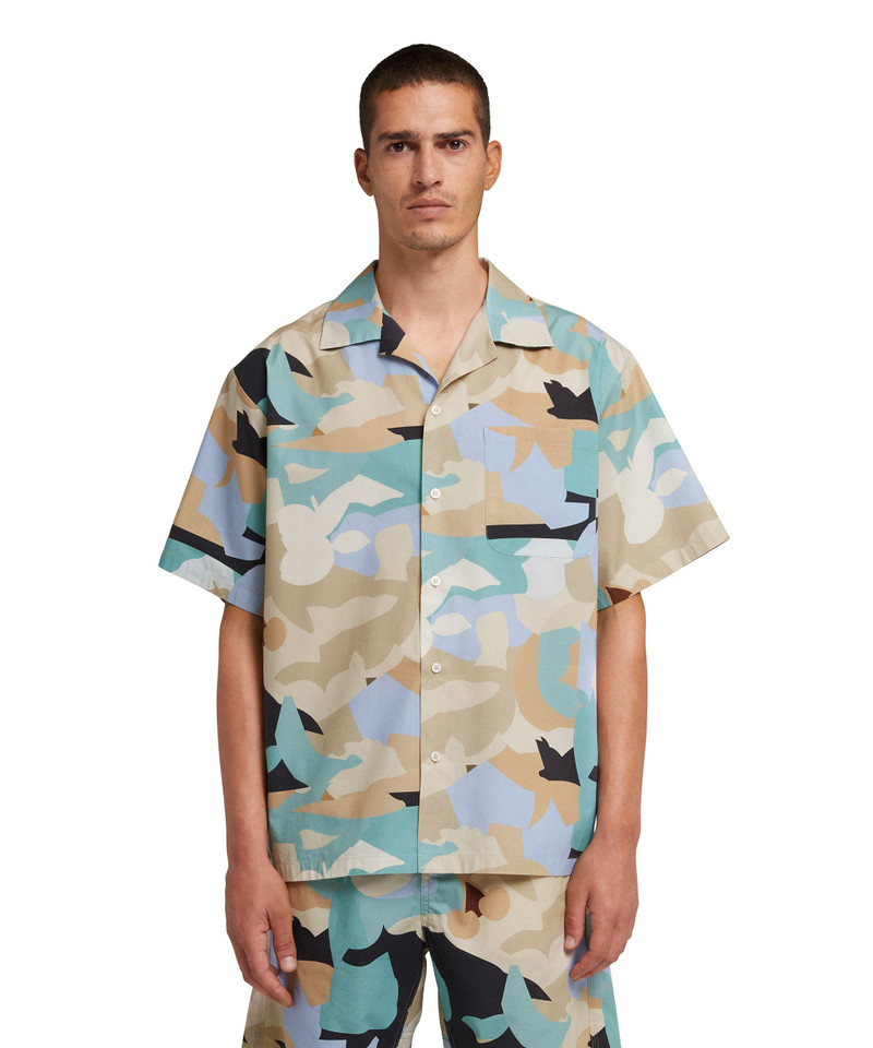 MSGM Poplin bowling shirt with "geo camo" print outlook