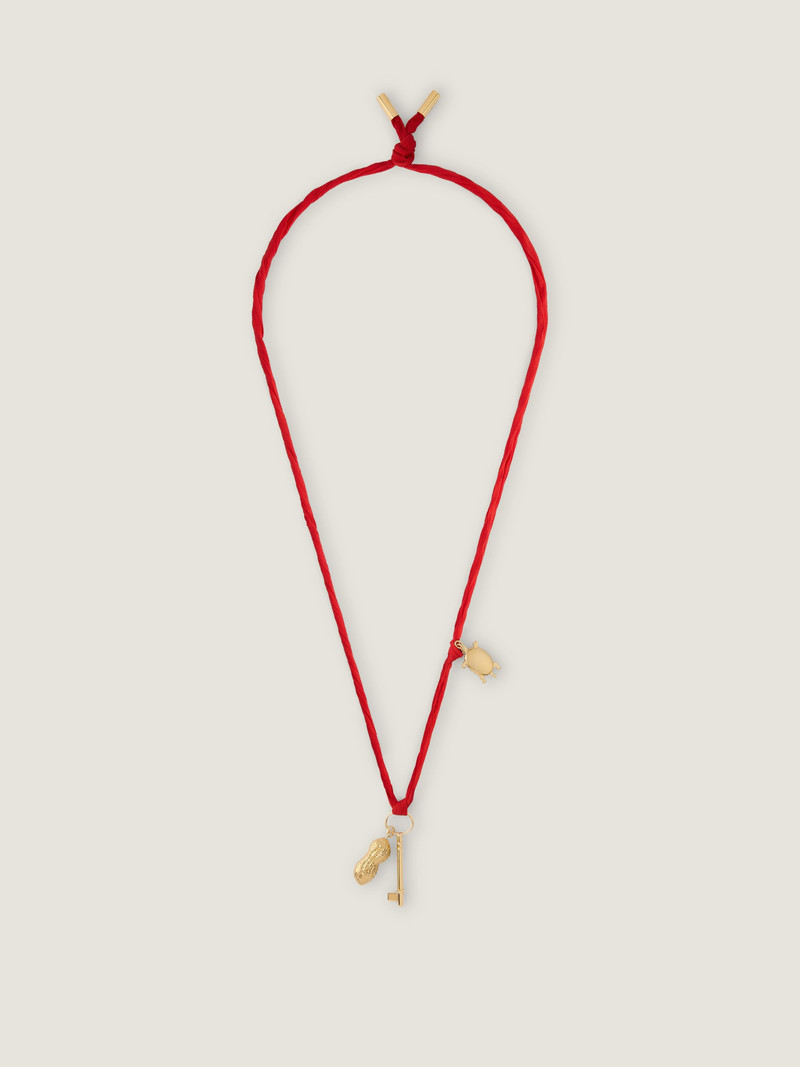 LUCKY CHARMS NECKLACE IN SILK AND METAL 3