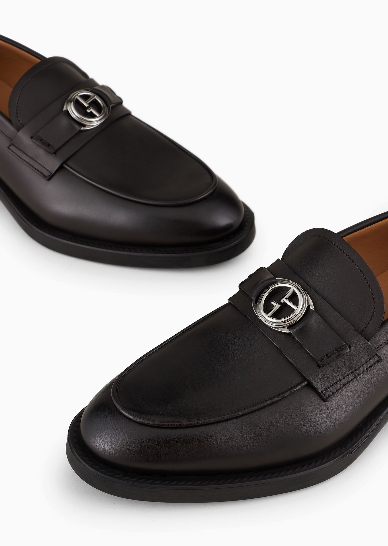 Leather loafers with logo - 4