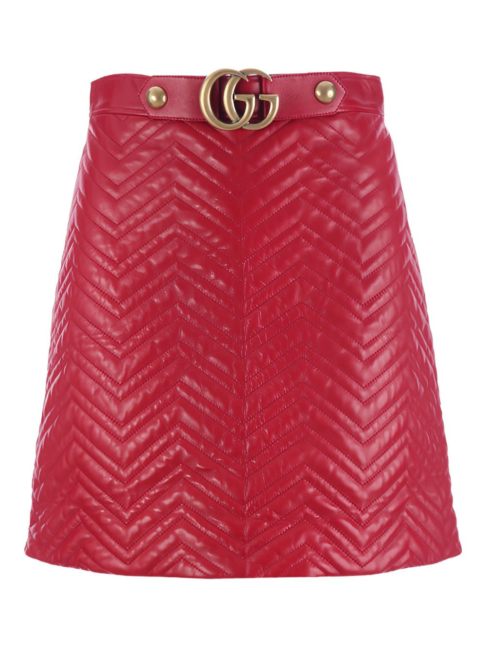 quilted GG-detail leather mini skirt - 2