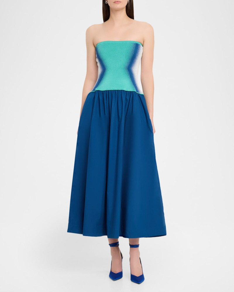 PH5 Almond Strapless Mixed-Media Maxi Dress outlook