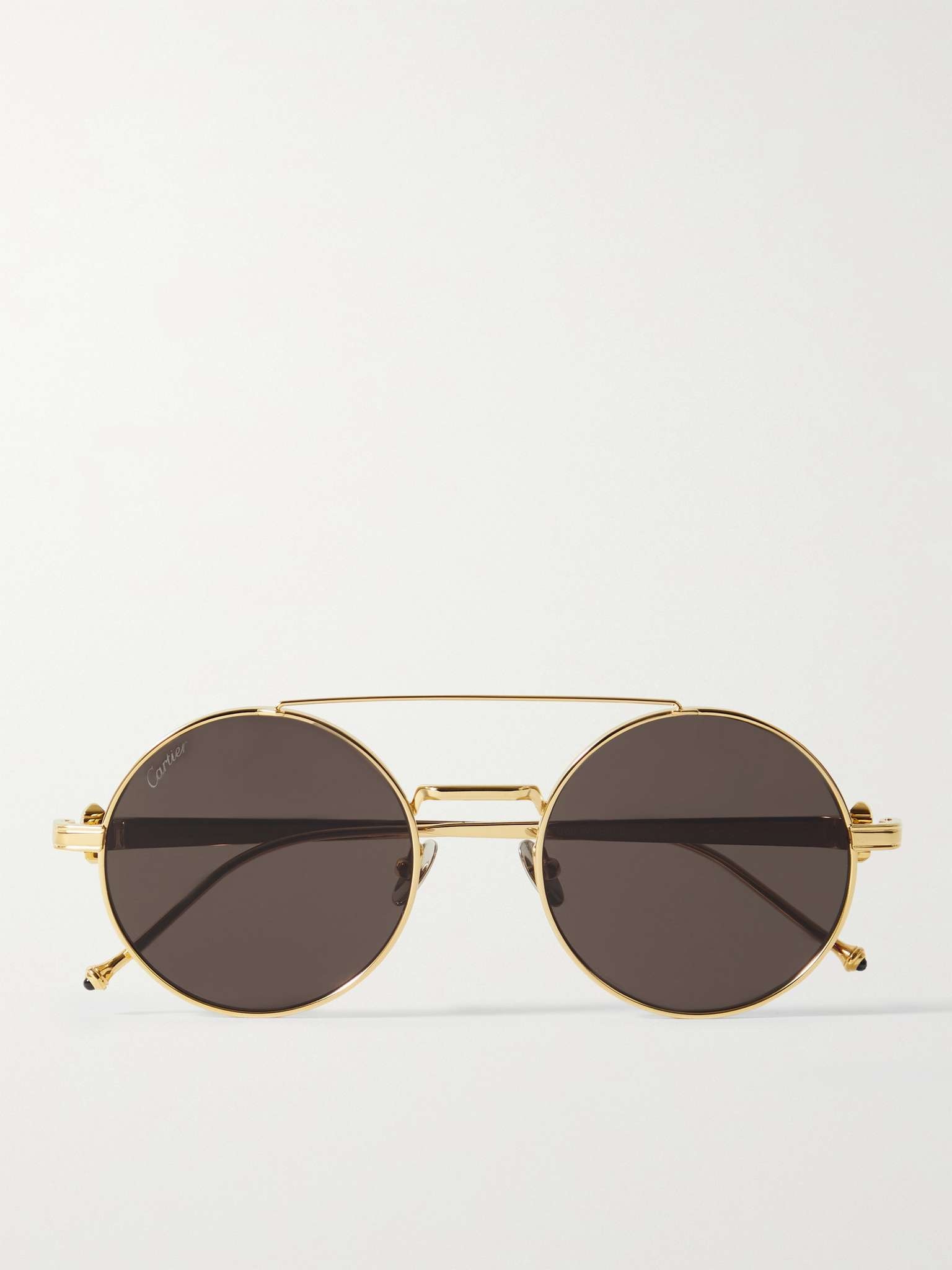 Round-Frame Gold-Tone Titanium Sunglasses - 1