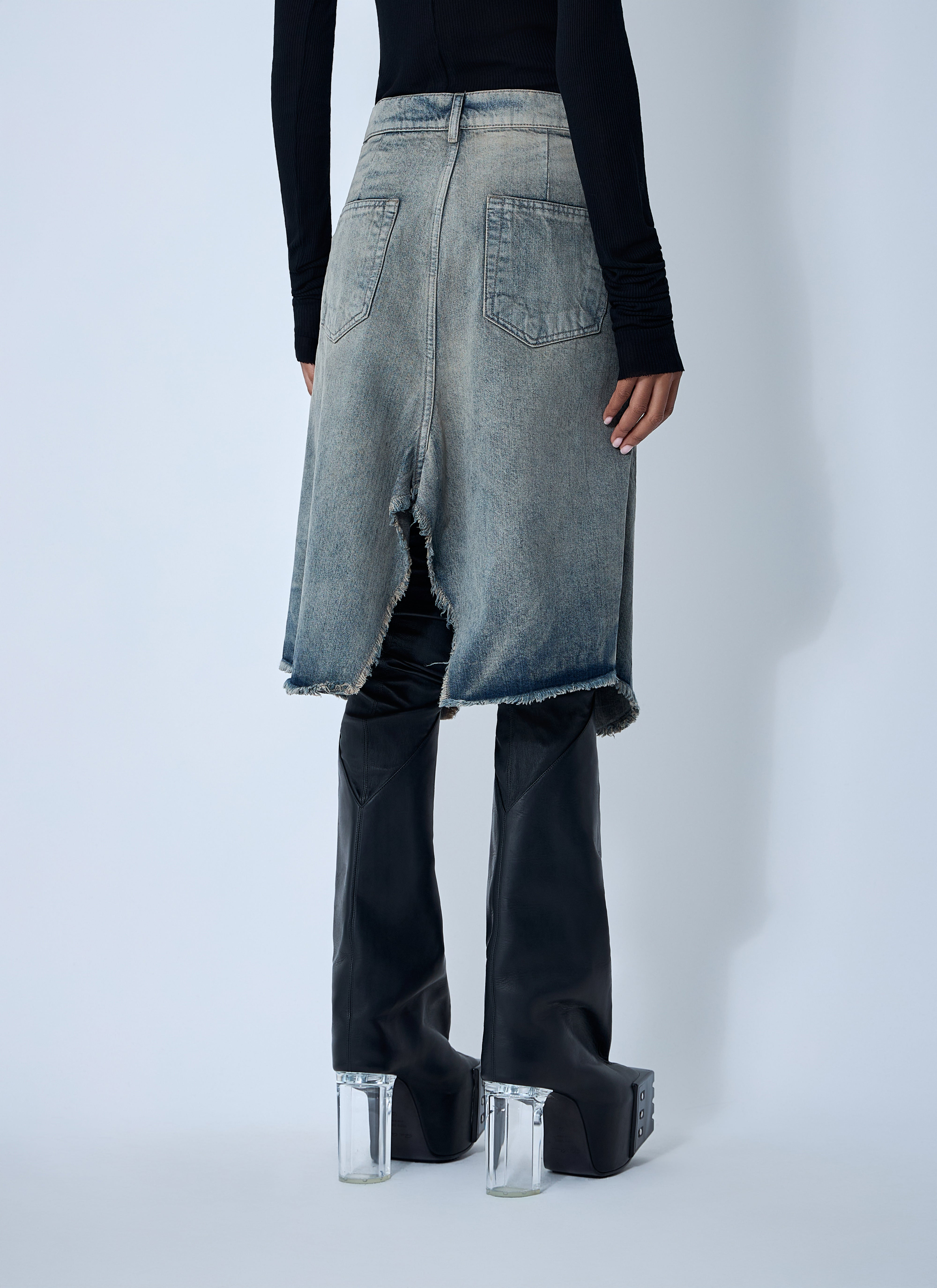 Rick Owens Women Slivered Denim Skirt - 4