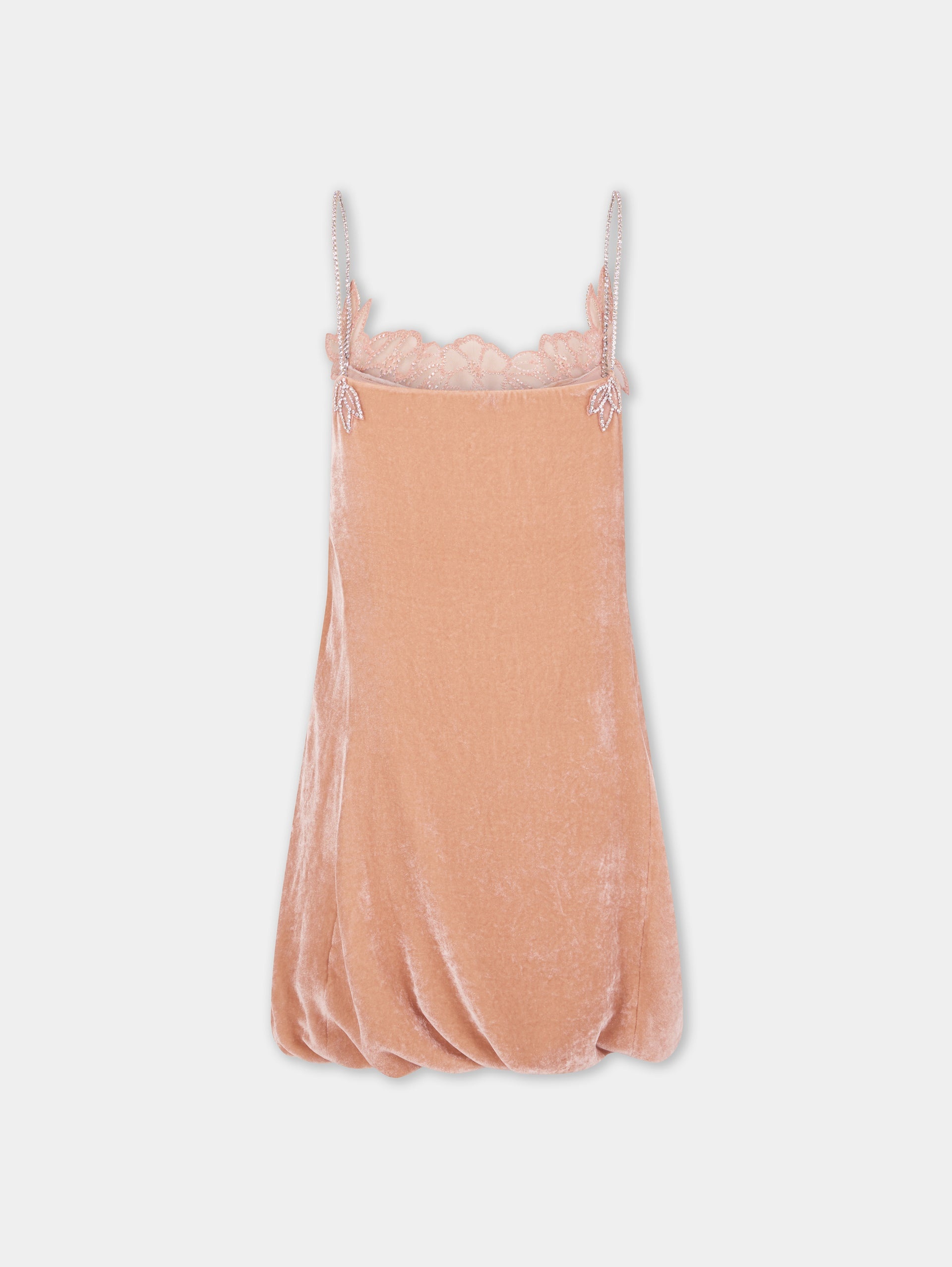 LIGHT PINK SHORT DRESS IN VELVET - 9