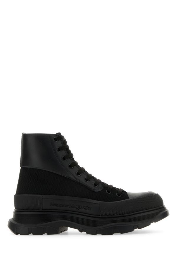 Black canvas and leather Boxer ankle boots - 1