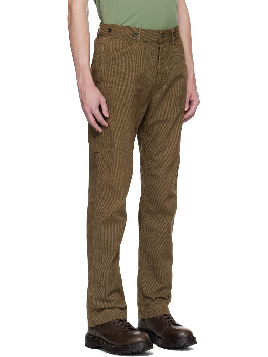 Brown Striped Twill Trousers - 2