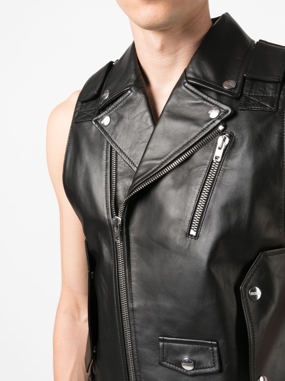 leather biker vest - 5