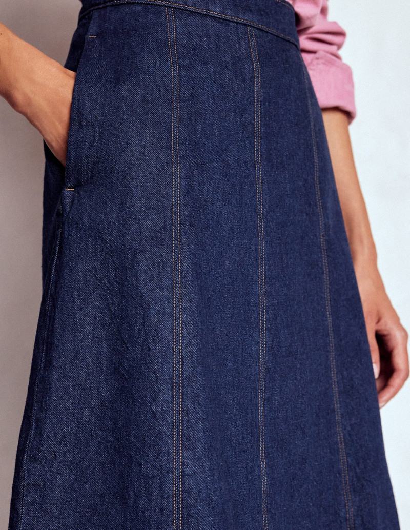 Joy Panelled Denim Skirt-indigo 3