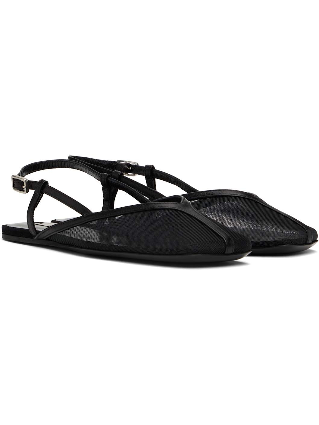 Black Slingback Ballerina Flats - 4