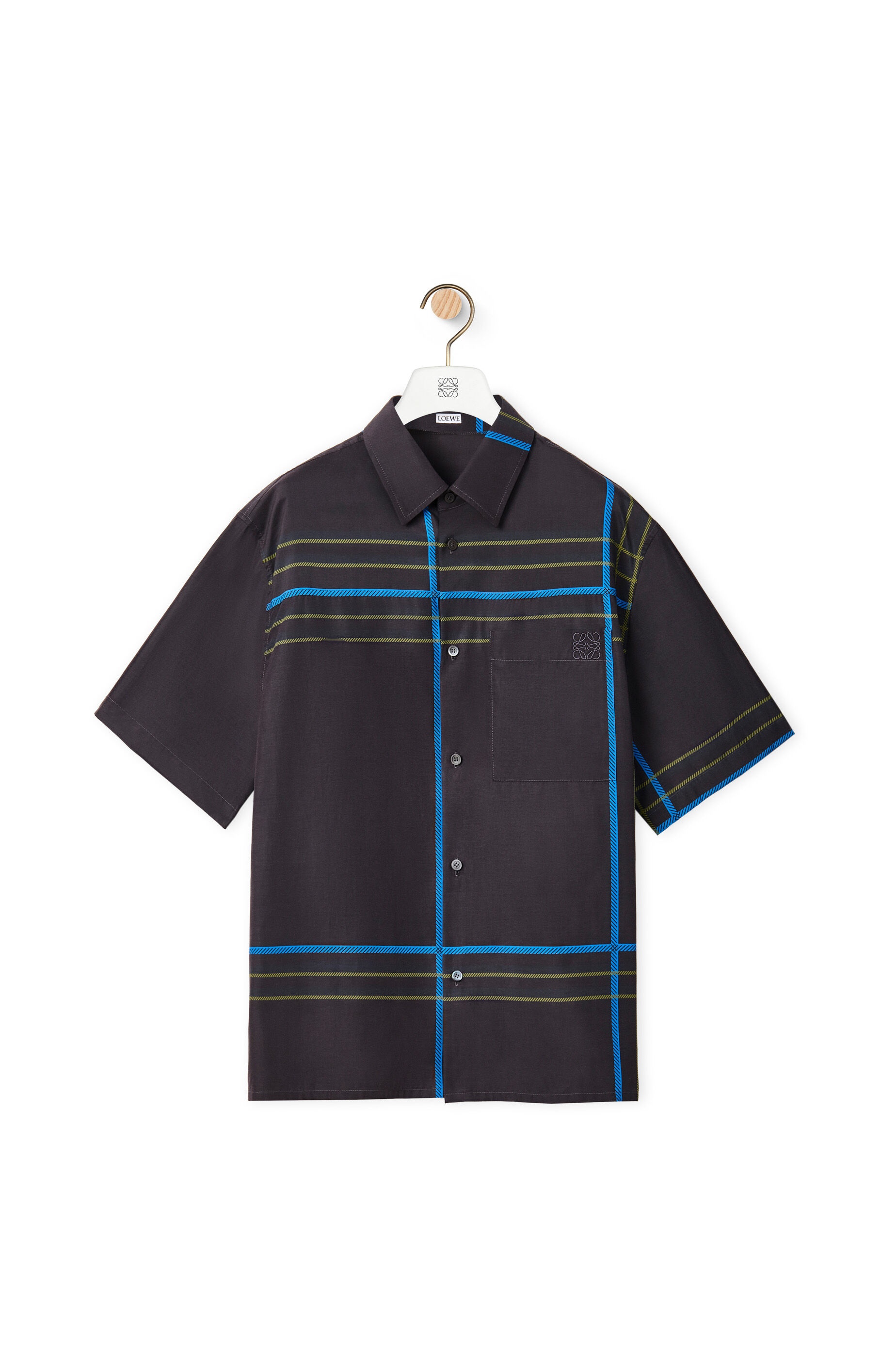 Short sleeve check shirt in silk and cotton - 1