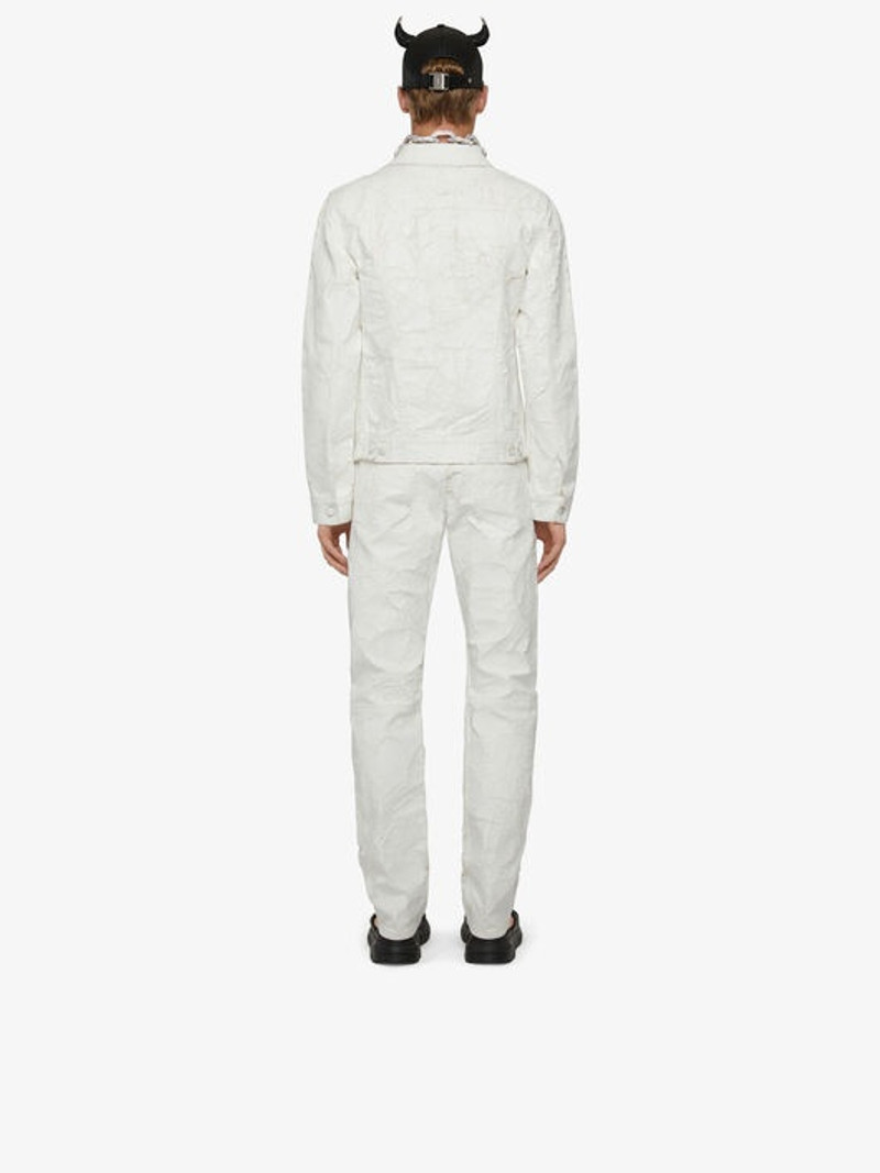 CRACKLED PAINTED JEANS WITH ZIPS 4