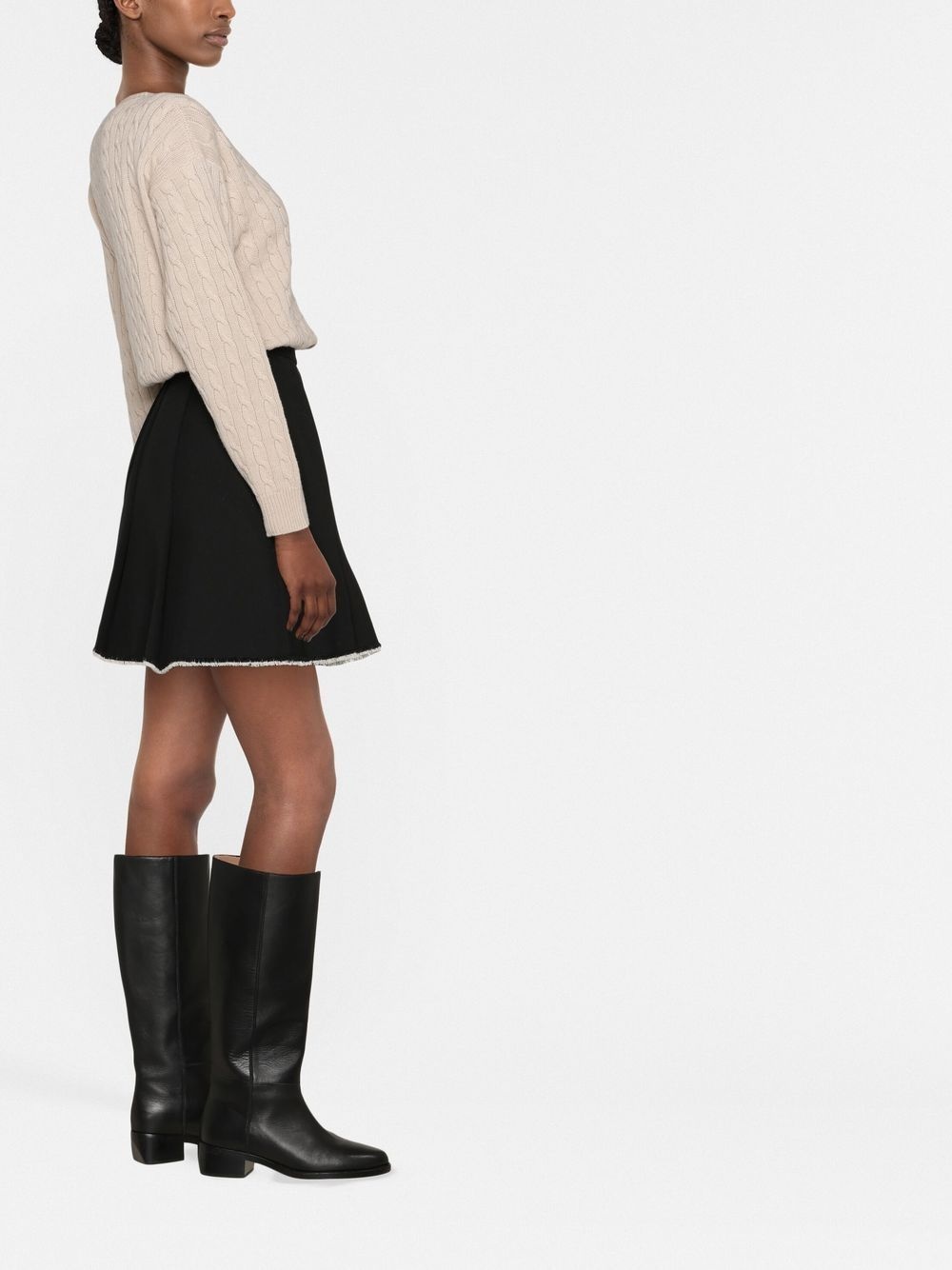 logo-patch cable-knit jumper - 3