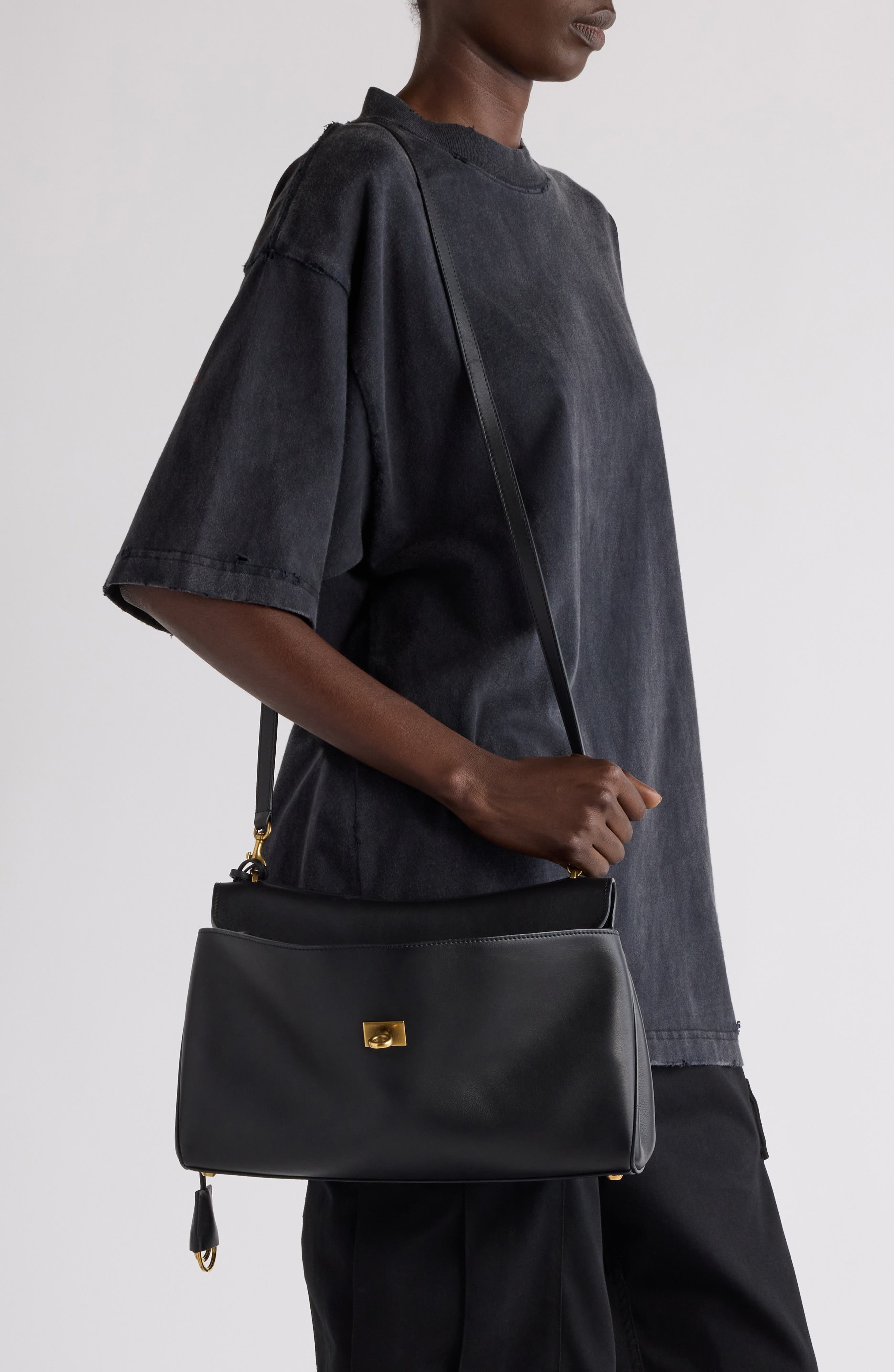 Balenciaga Rodeo Leather Shoulder Bag in 1000 Black at Nordstrom - 6