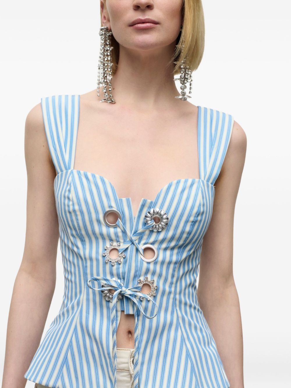 striped grommet corset top - 4