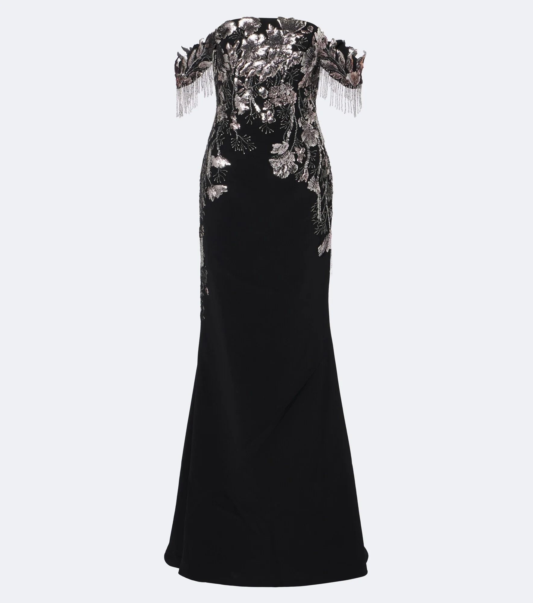 Embellished velvet bustier gown - 1