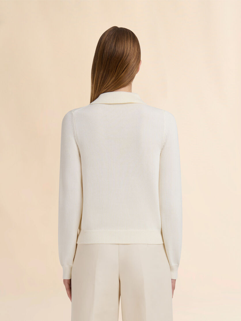 CREAM COTTON COLLARED CARDIGAN - 3