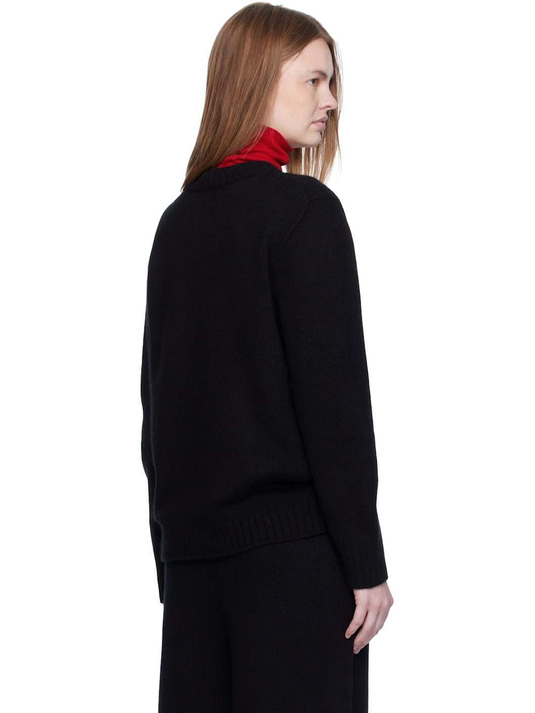 Black Over Fit Cashmere Pullover Sweater - 3
