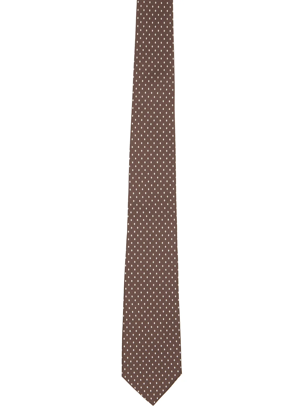 Brown Silk Pin Dot Tie - 1