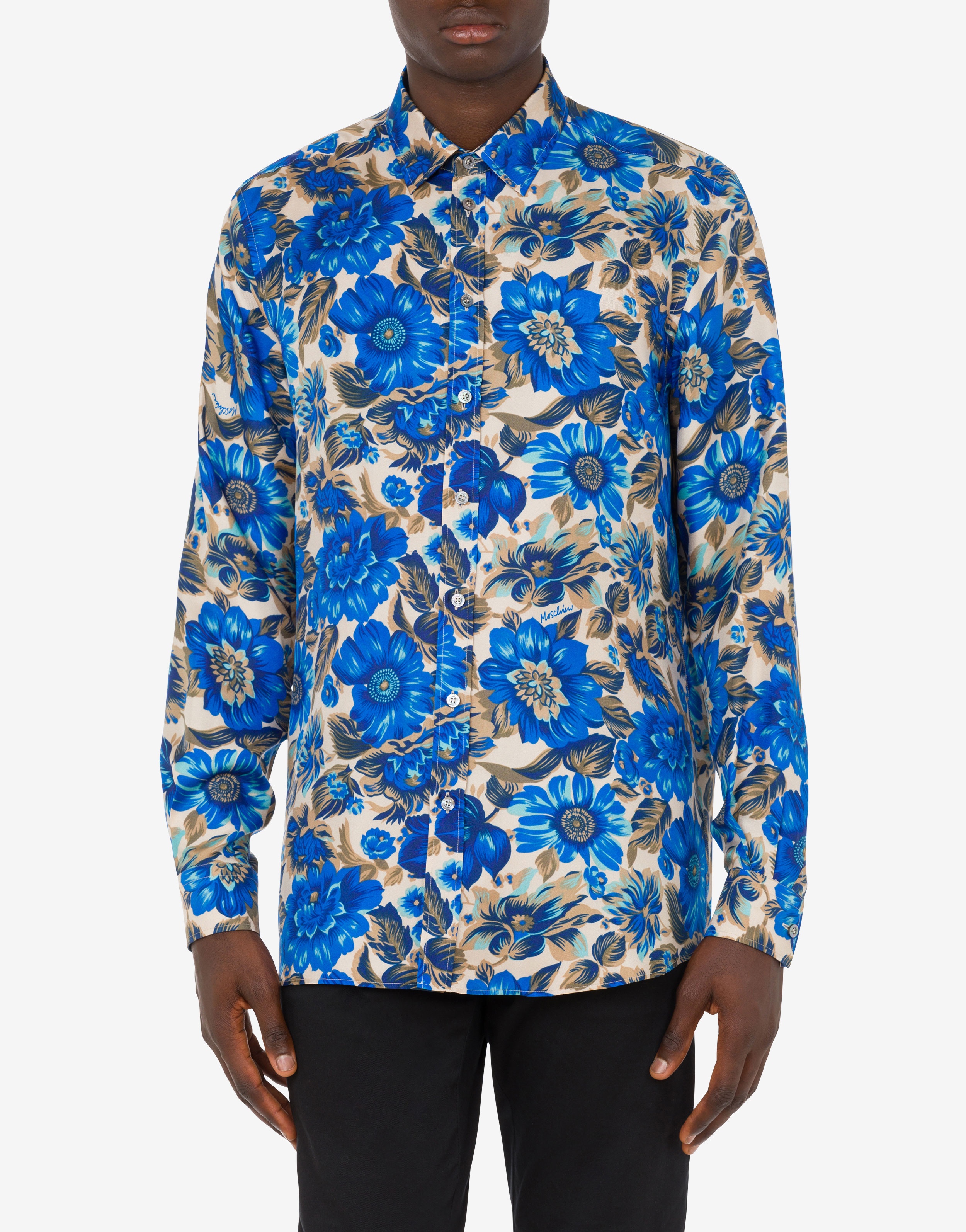 ALLOVER BLUE FLOWERS SILK SHIRT - 2