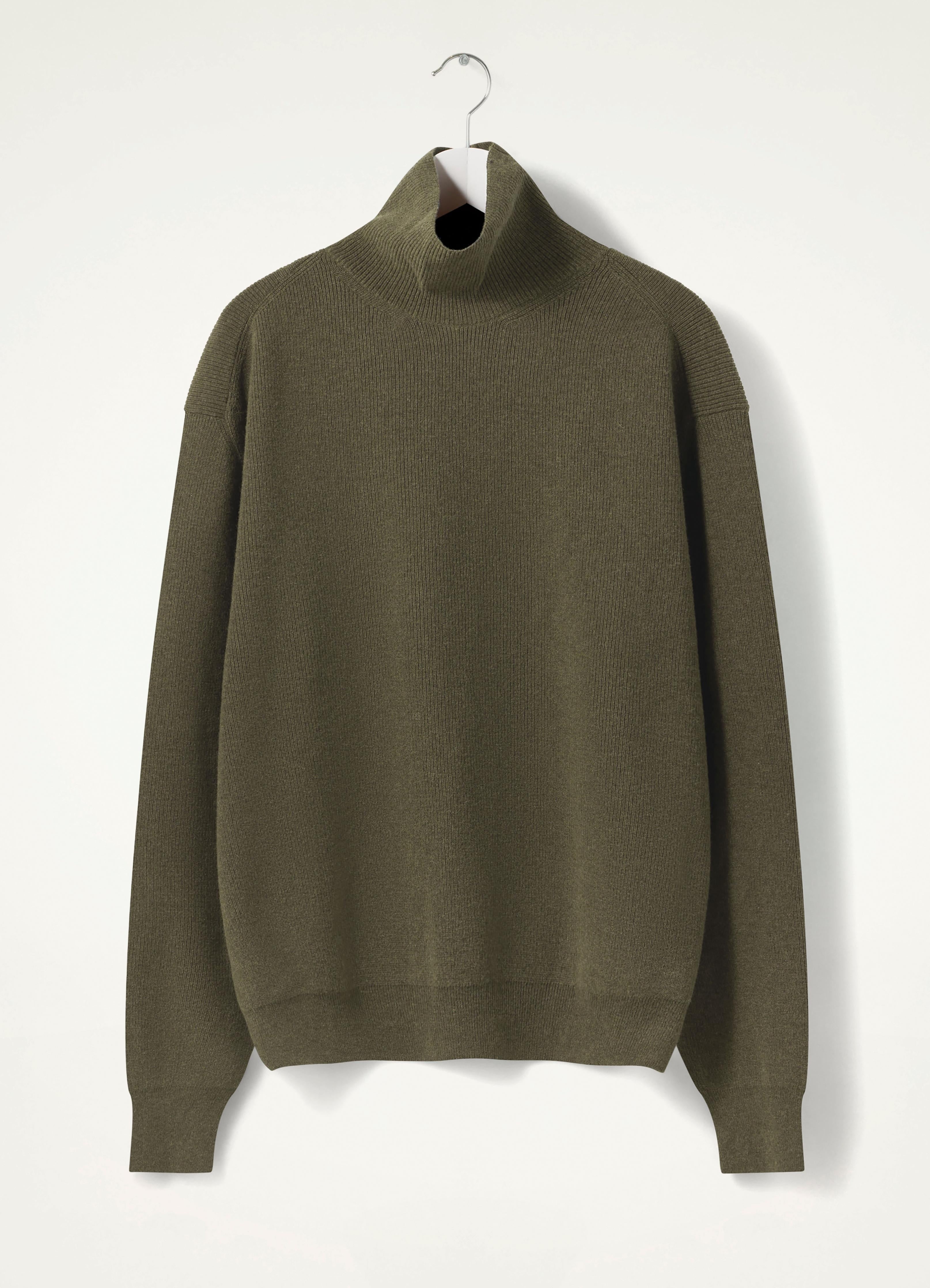 LEMAIRE Green Rib Trim Turtleneck