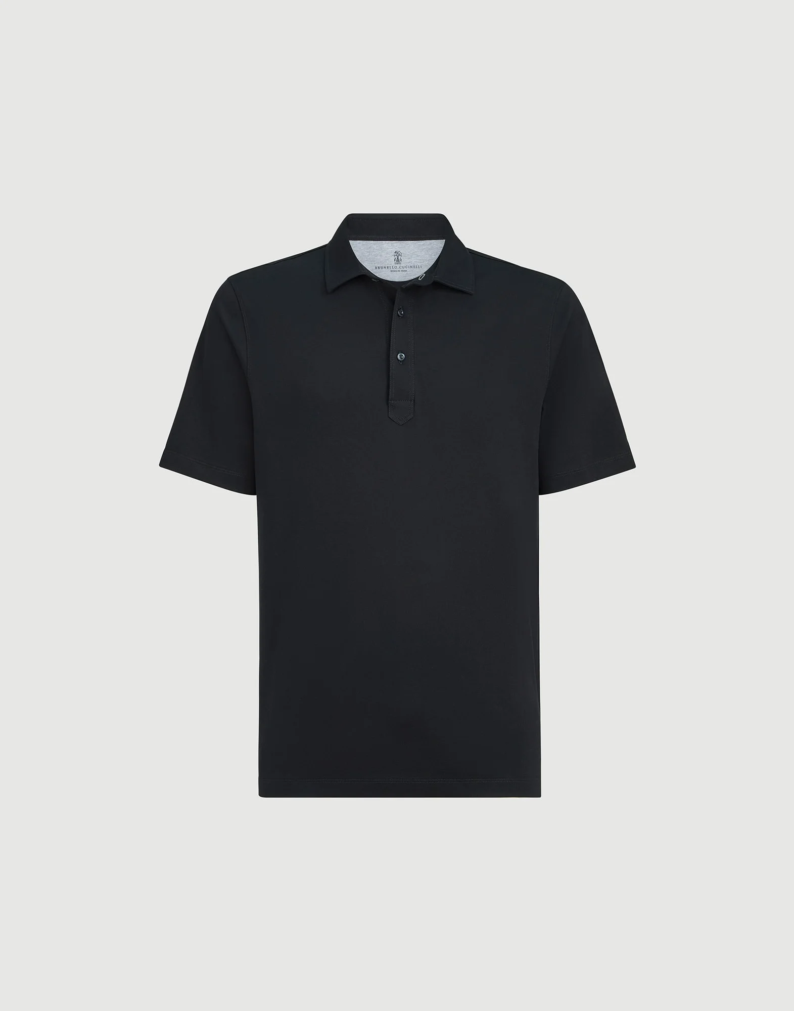 Cotton jersey polo with shirt-style collar - 1