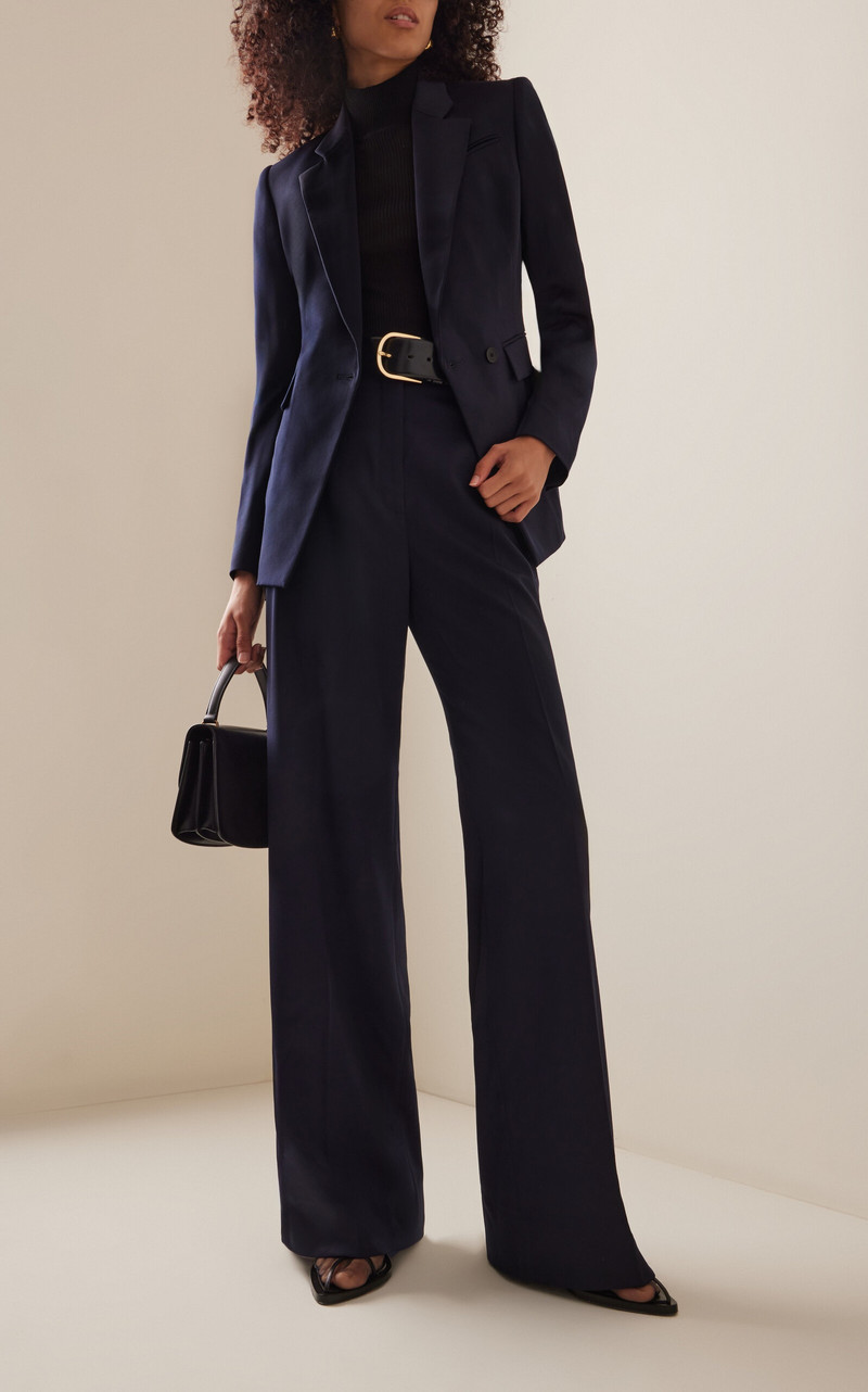 Another Tomorrow Wool Flared-Leg Pants navy outlook