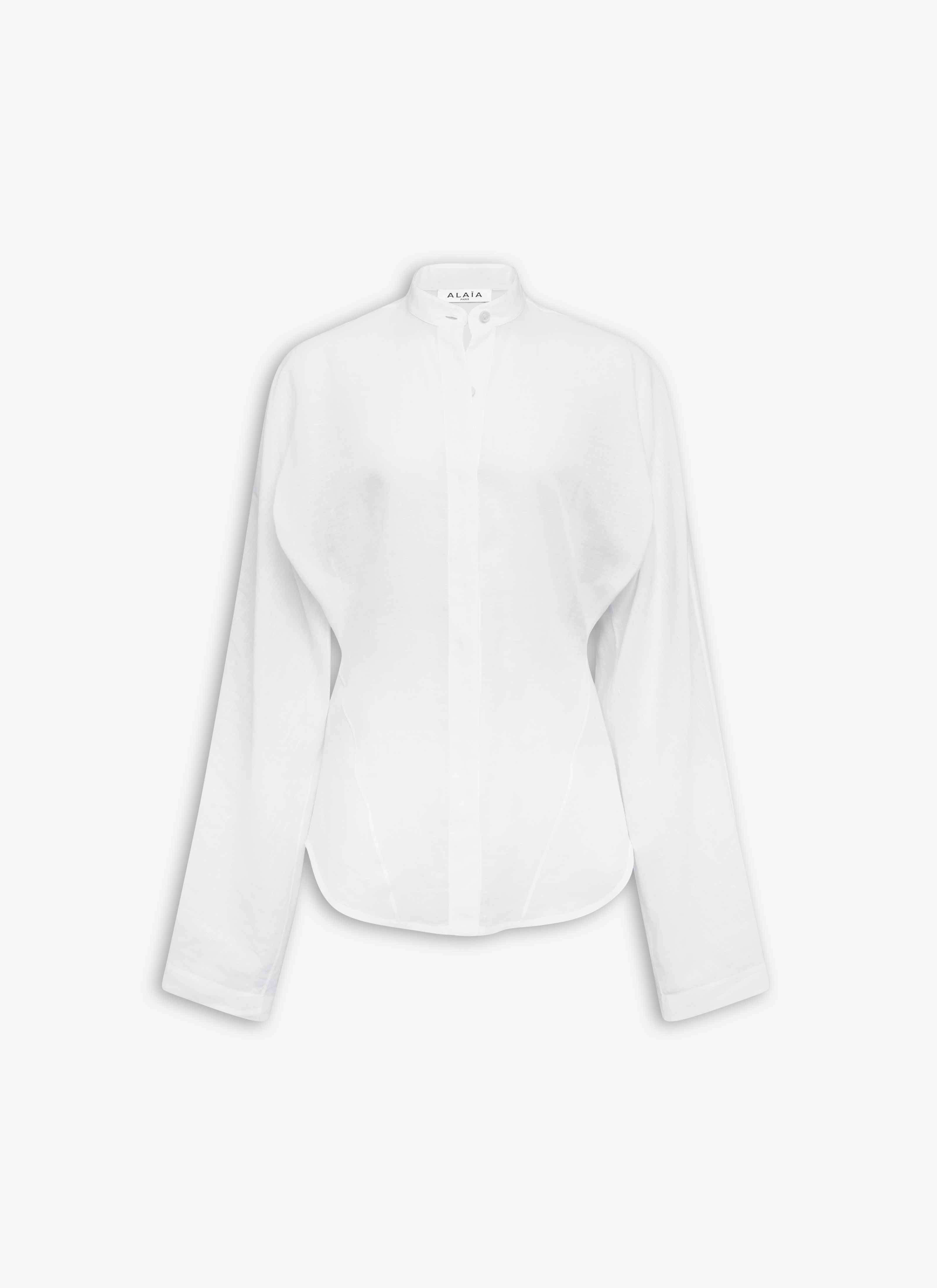 ROUND LINEN BLEND BLOUSE - 1